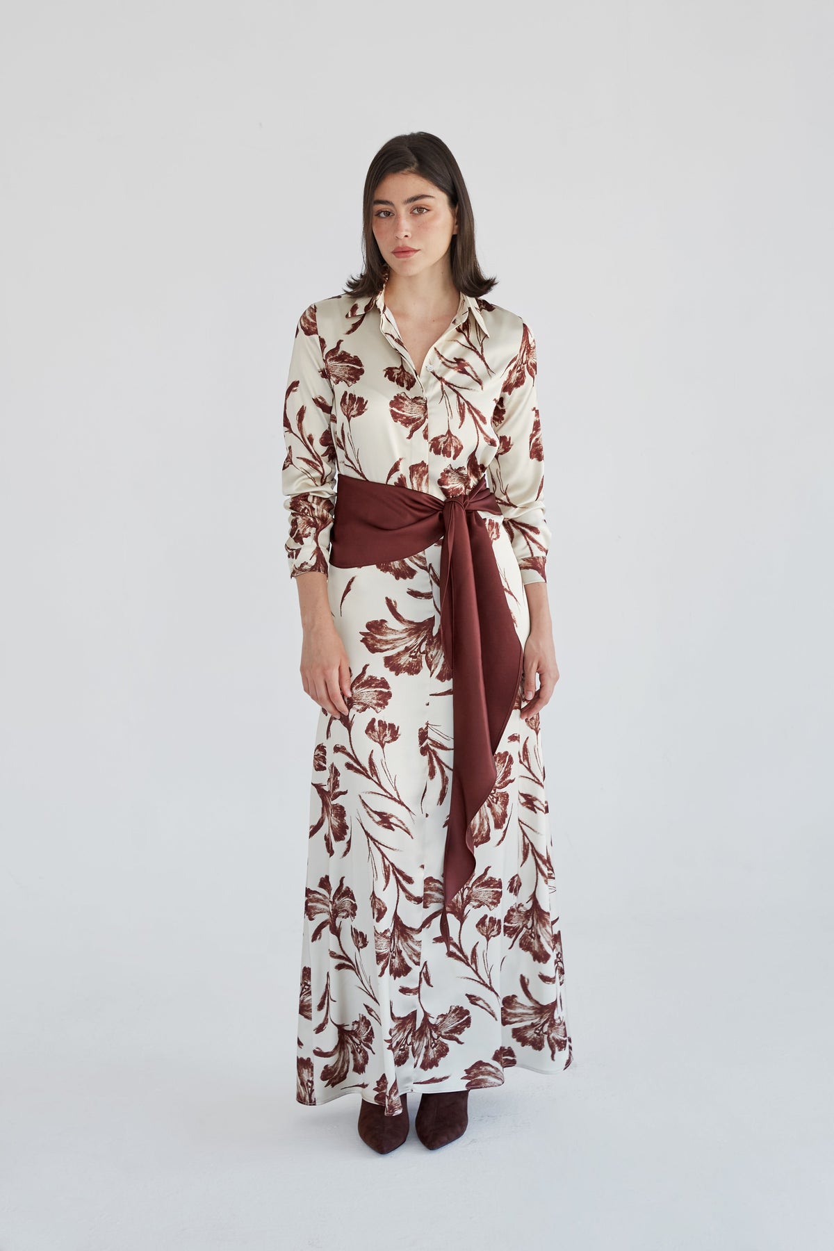 Vestido Lida Flores beis