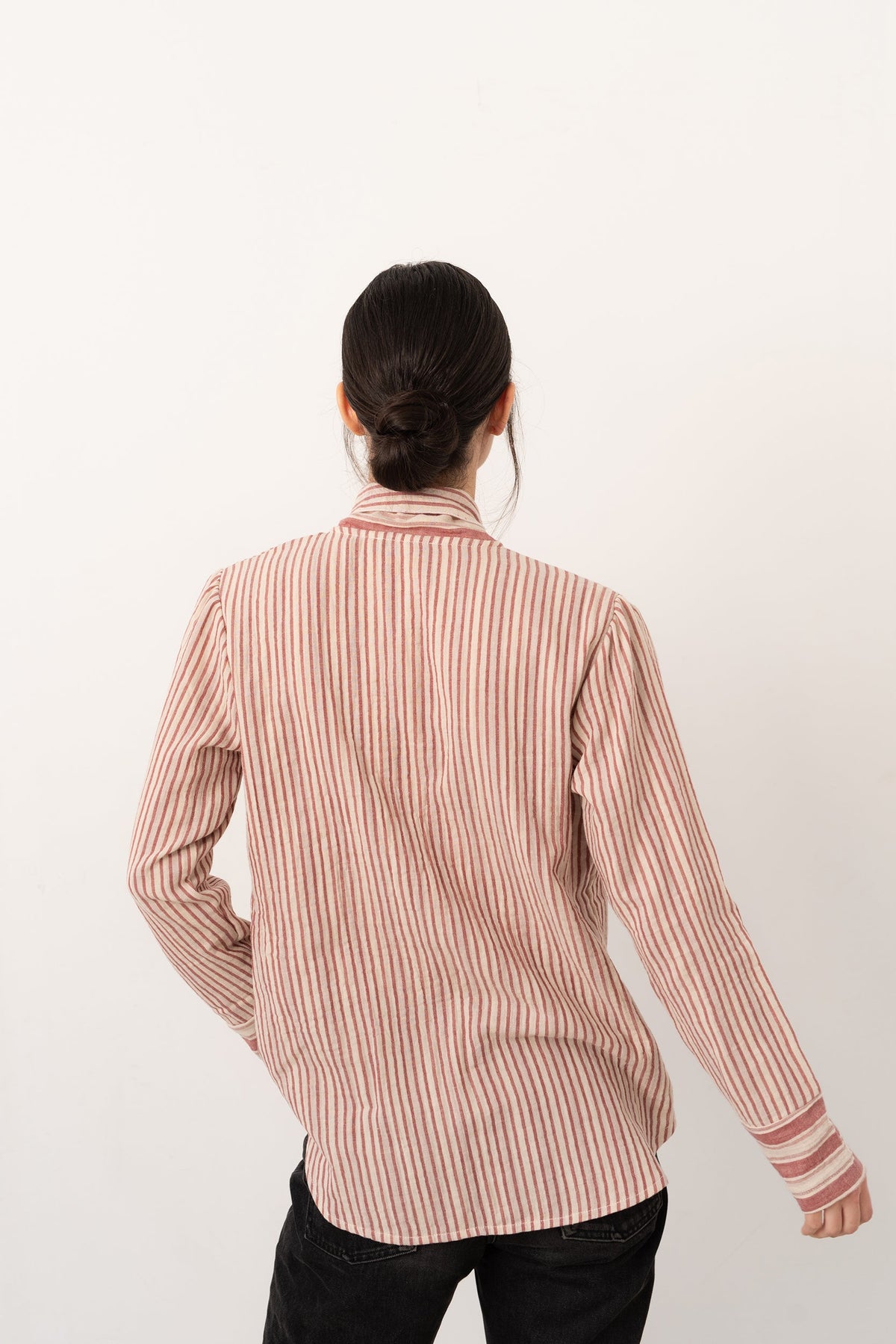 Camisa lazada rayas rojo