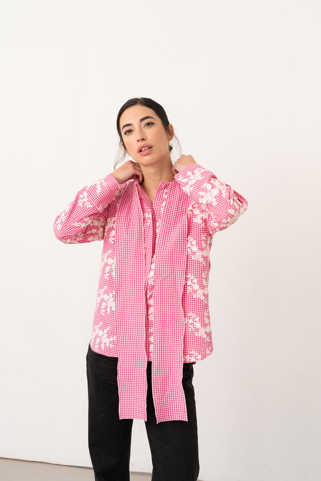 Pink embroidered shirt