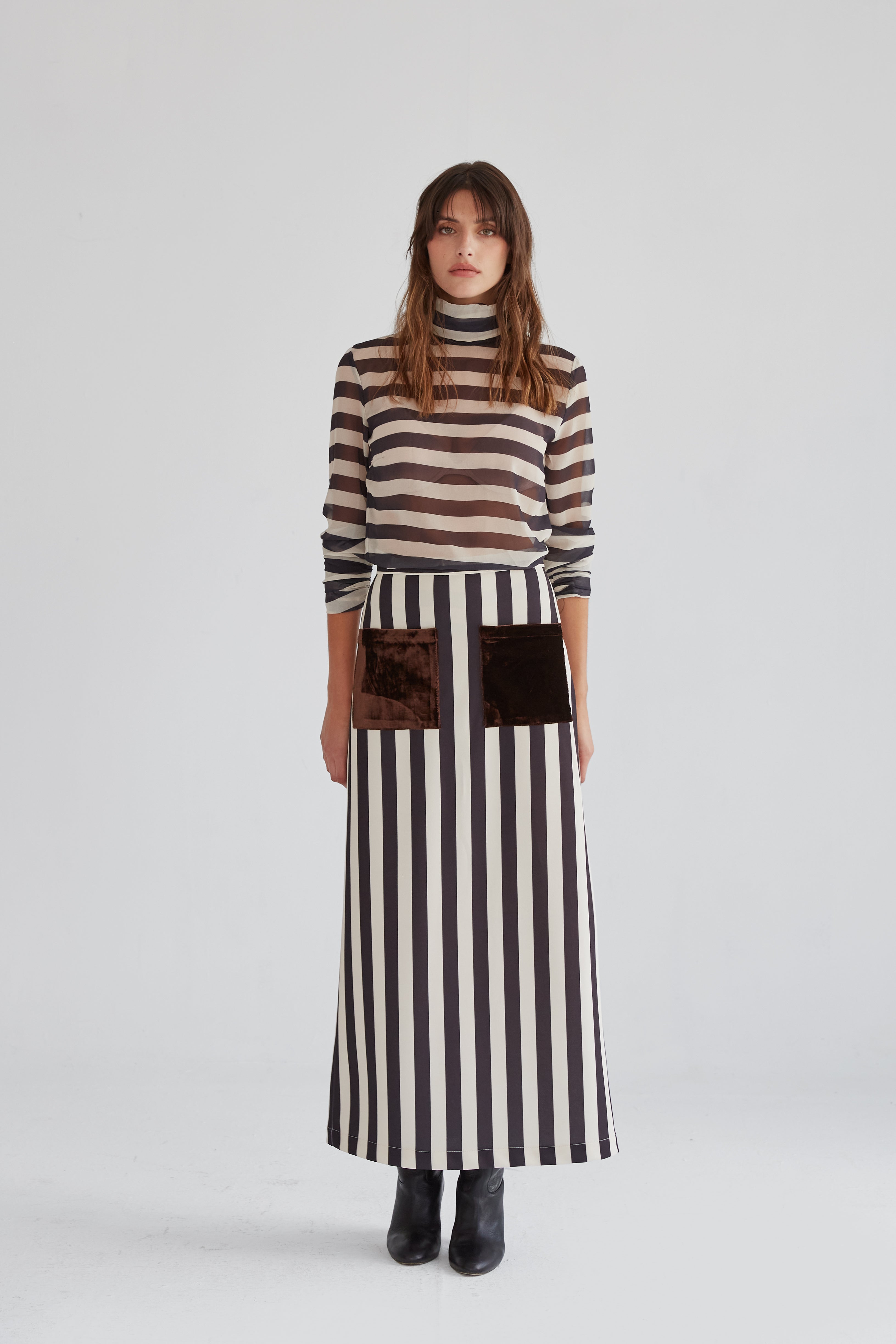 Claudia striped skirt black-beige