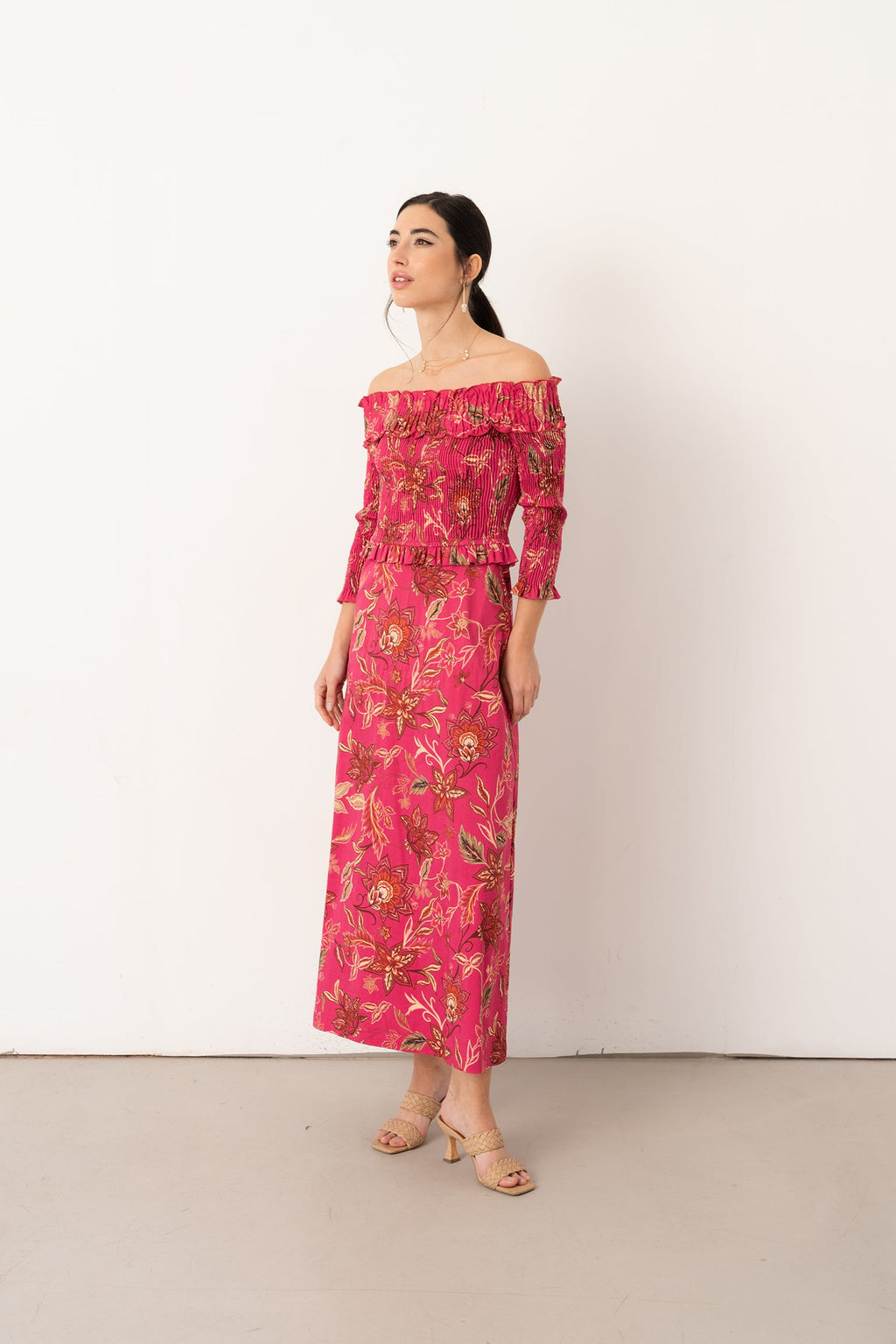 Vestido Bardot Framboise