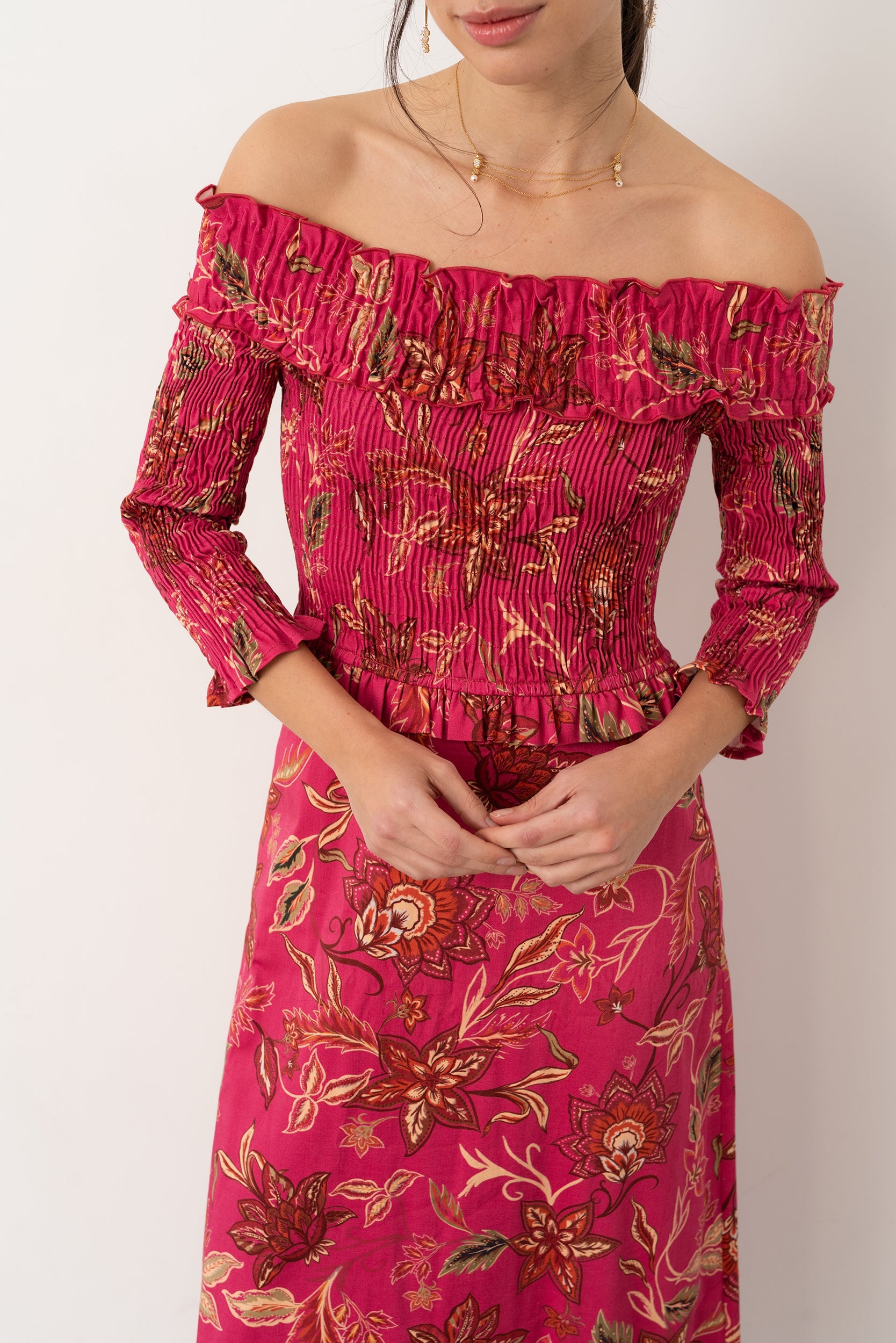 Vestido Bardot Framboise