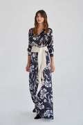 Lida long black floral dress