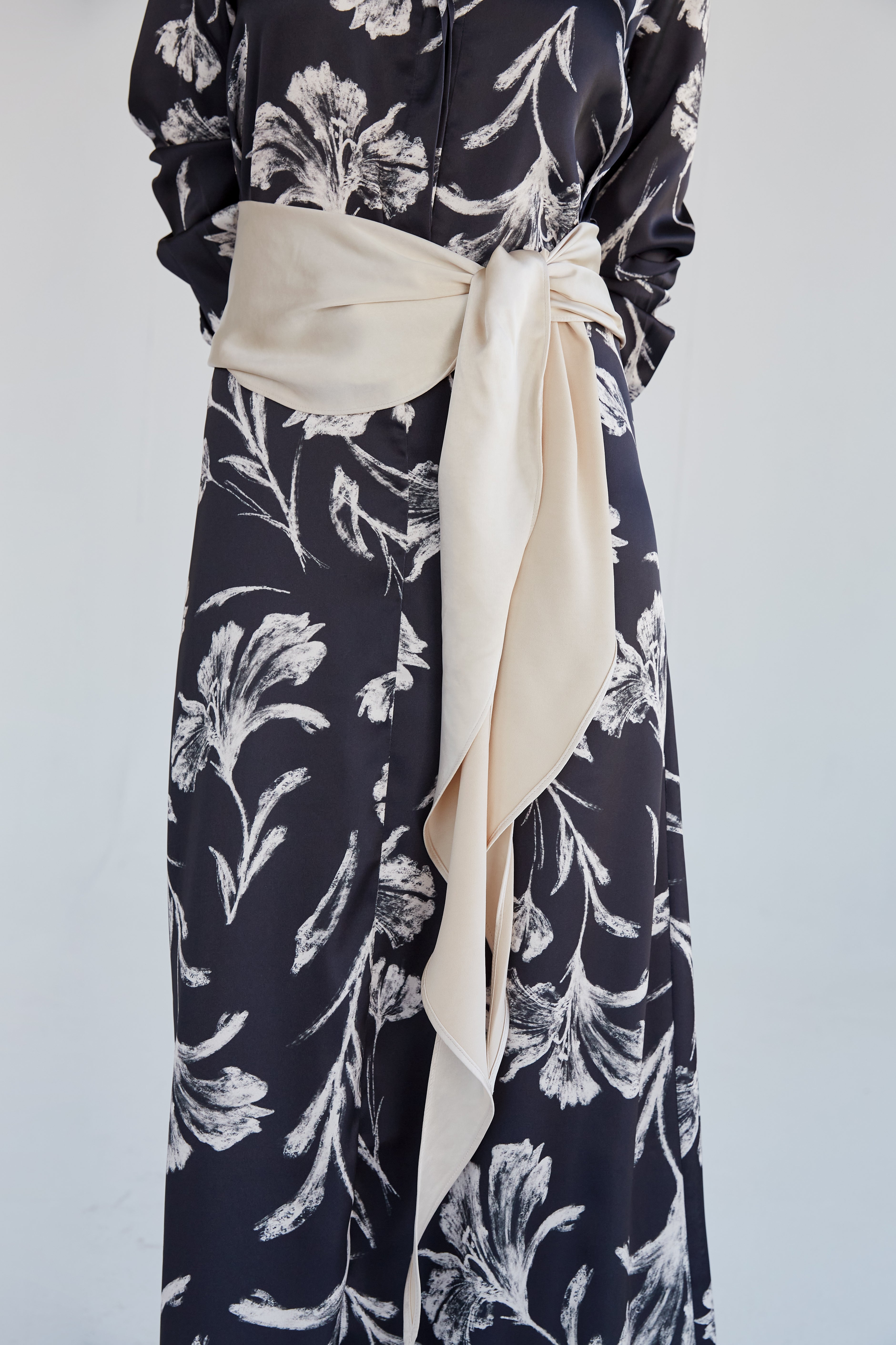 Lida long black floral dress