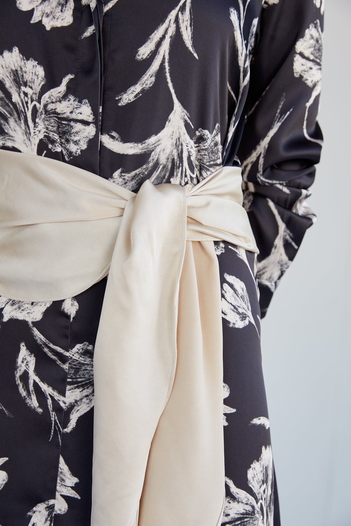 Lida long black floral dress
