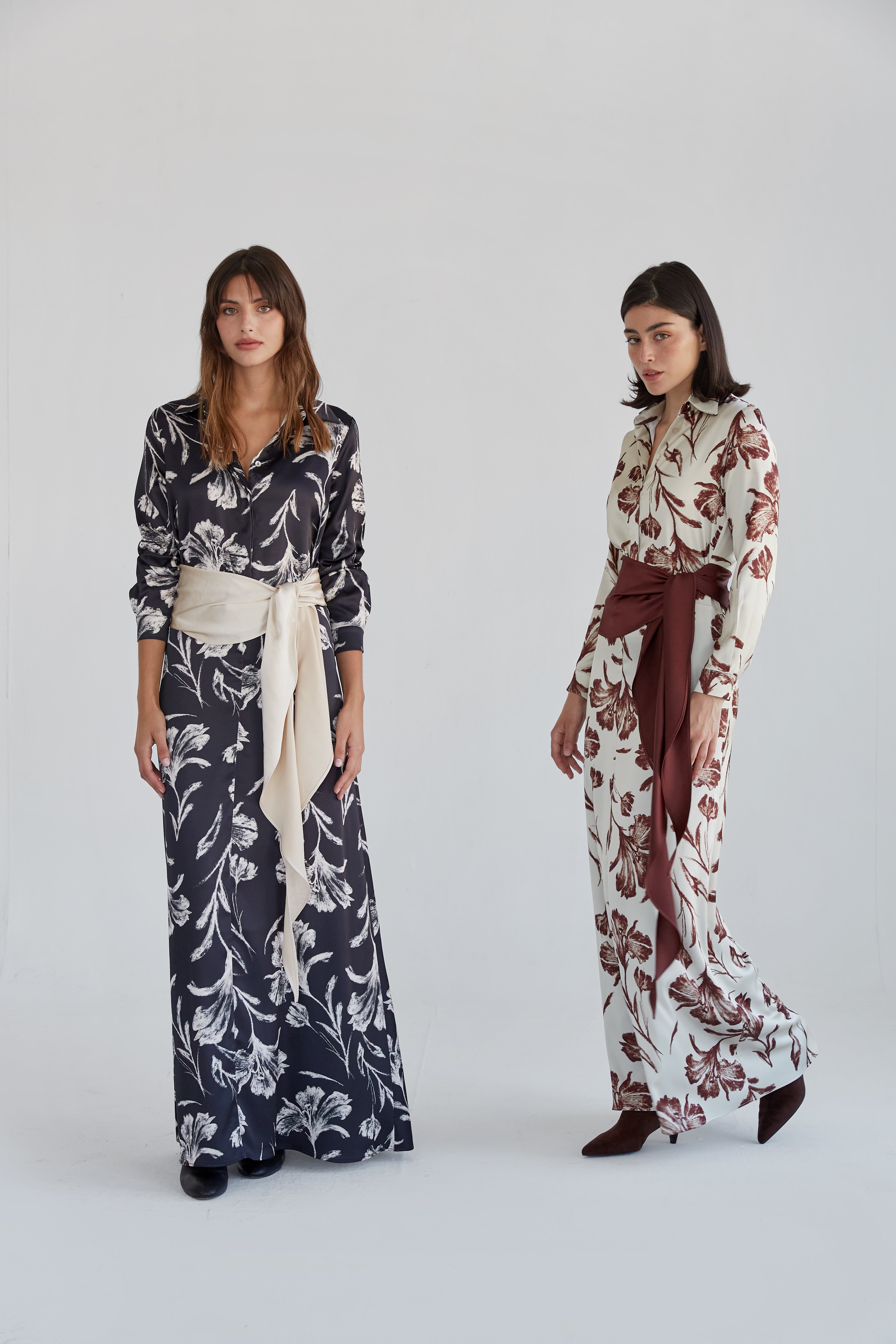 Lida long black floral dress