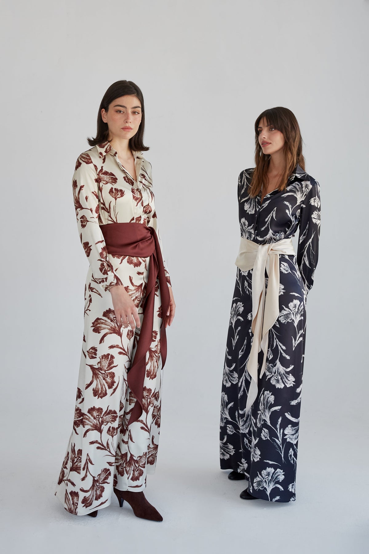 Lida long black floral dress