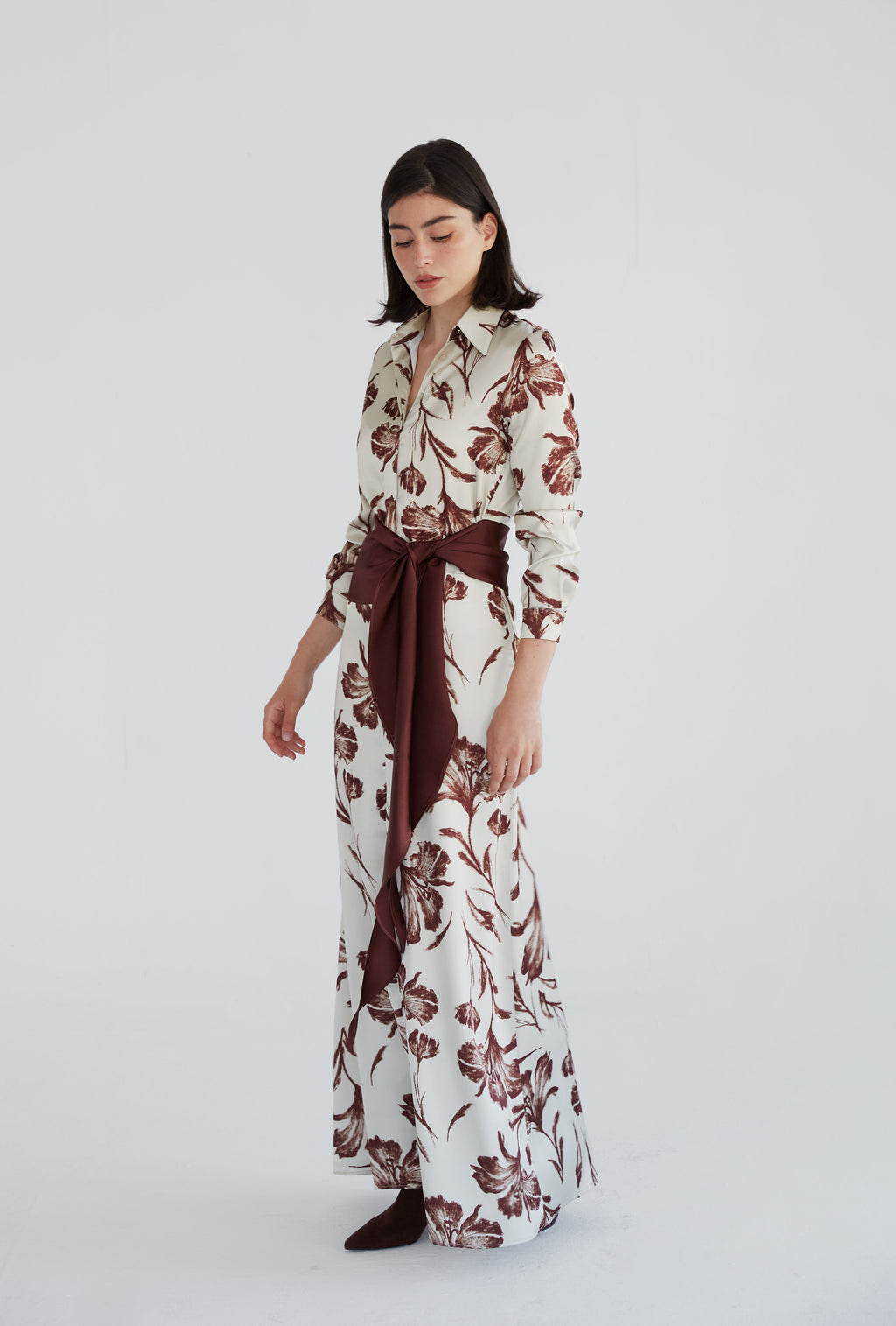 Vestido Lida Flores beis