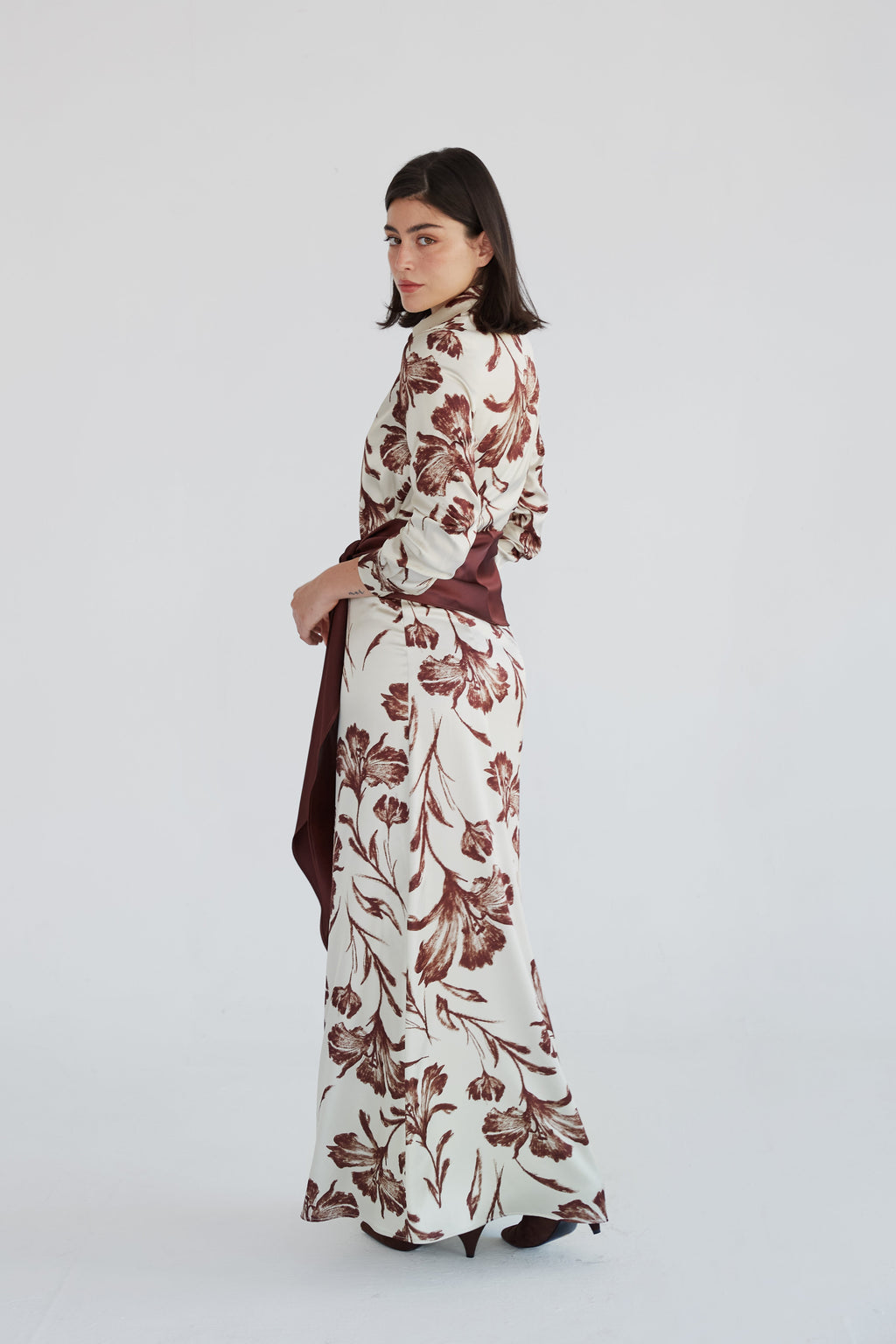 Vestido Lida Flores beis