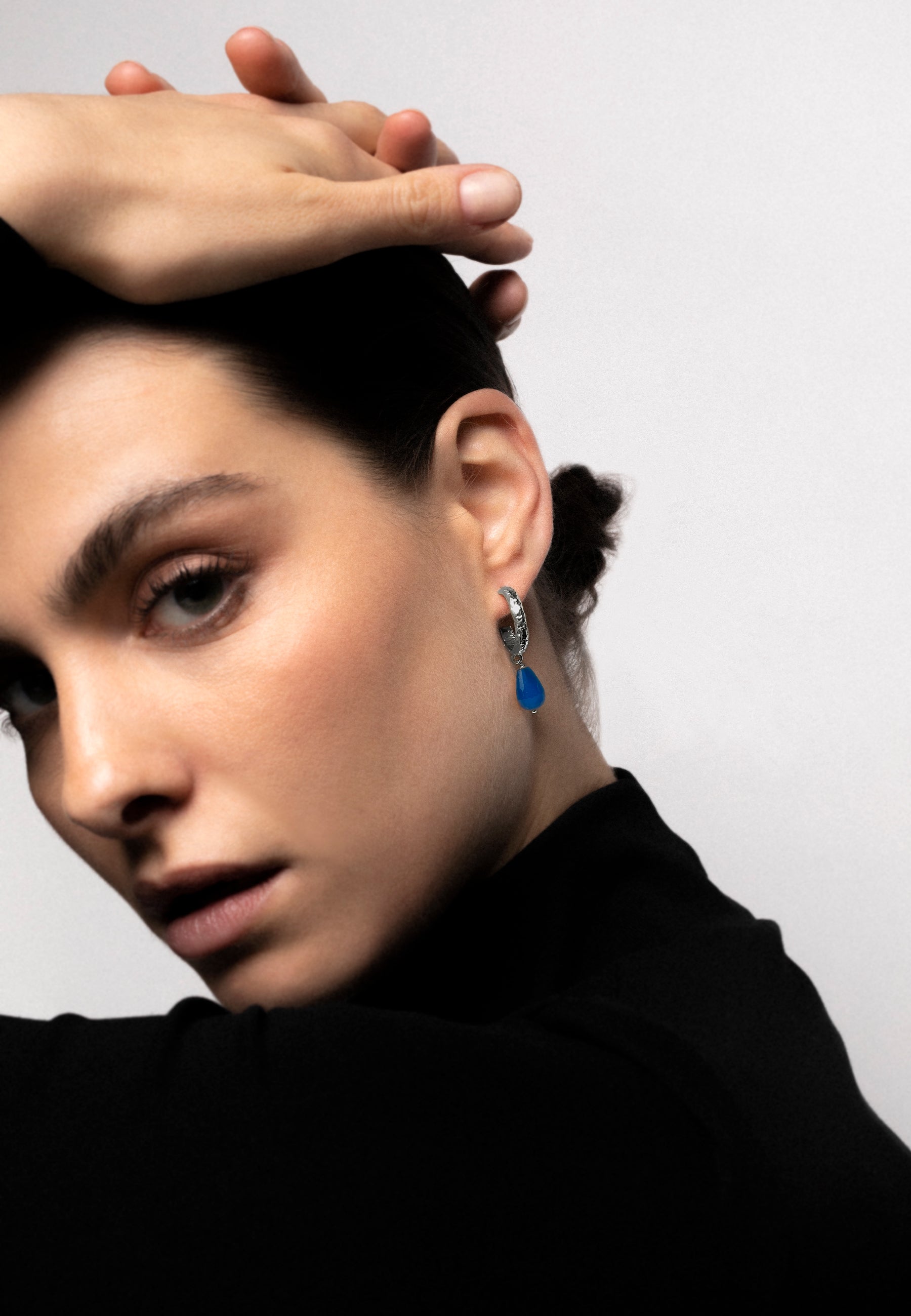 Aros Sadie Azul Plata