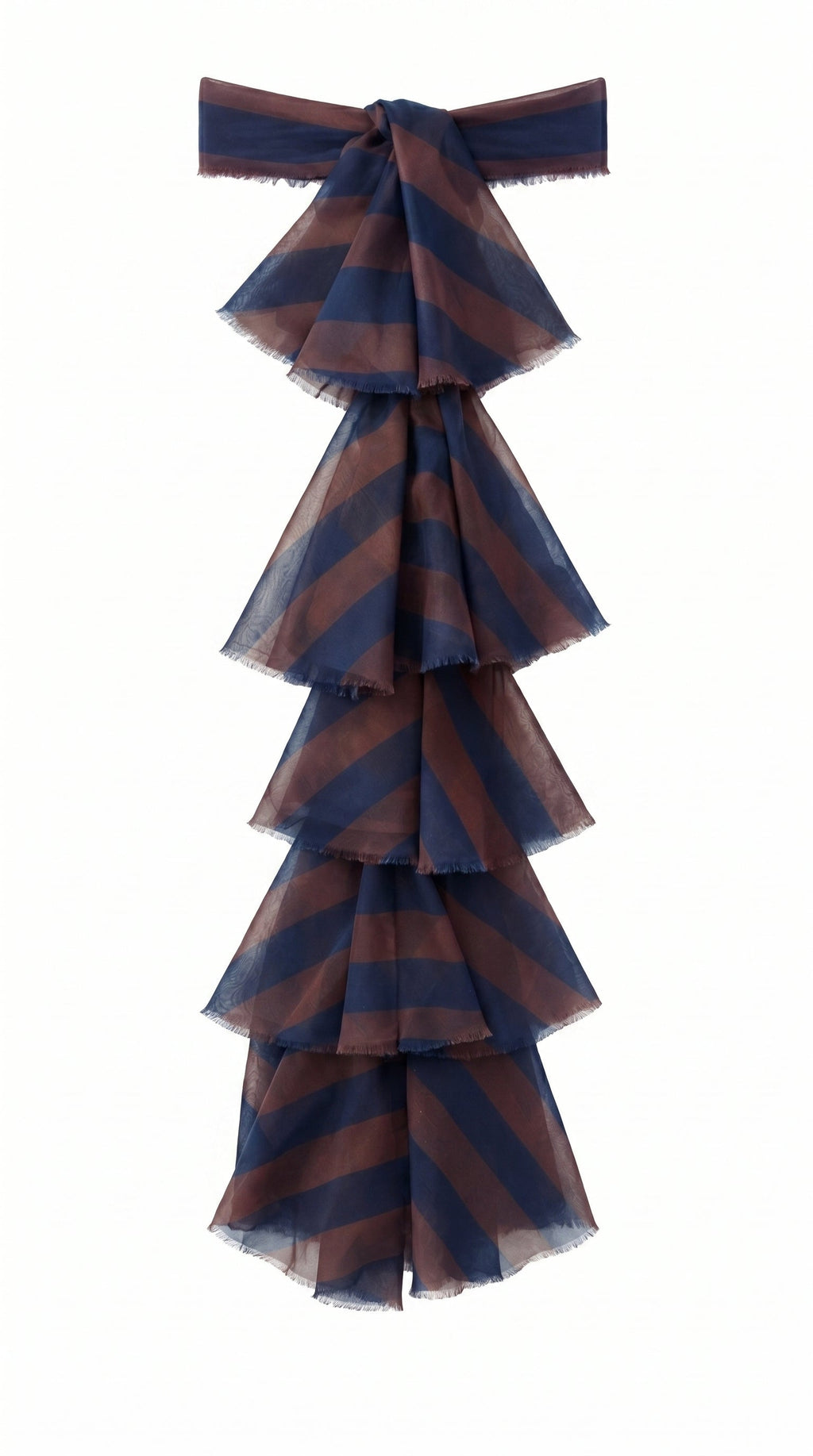Navy and brown striped flounce