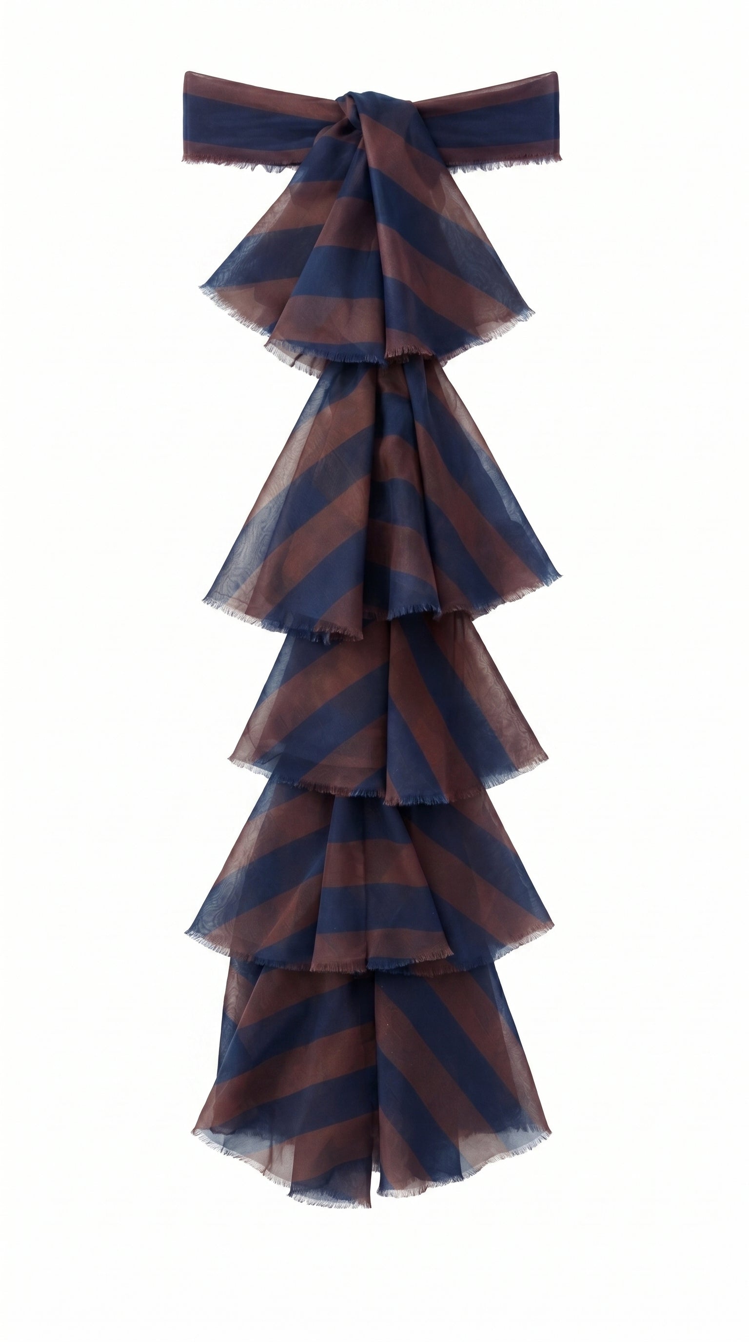 Navy and brown striped flounce