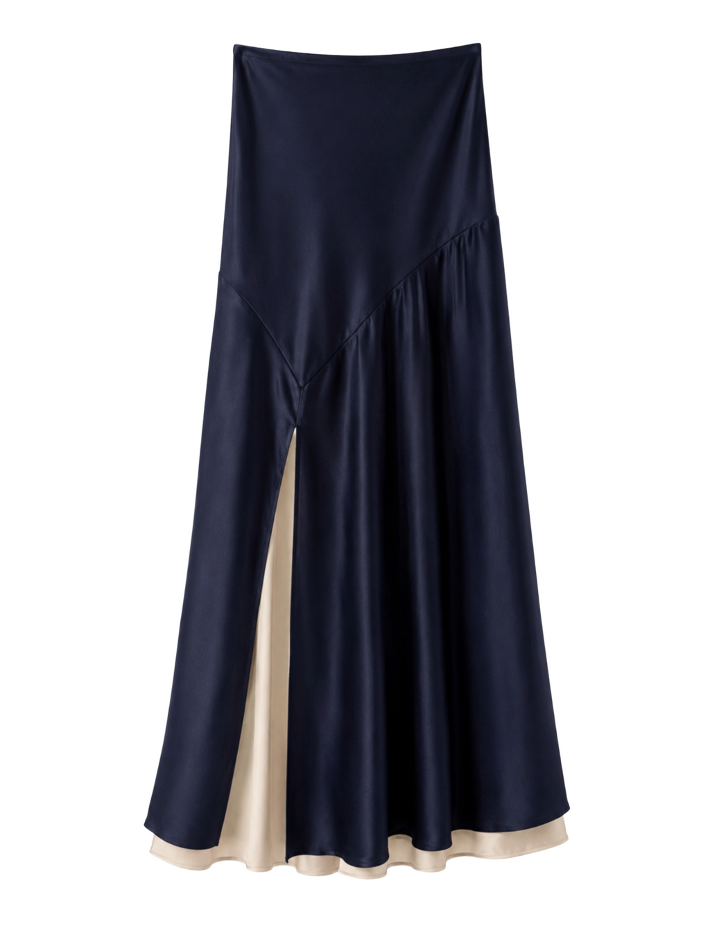 Chio Double Satin Navy Skirt