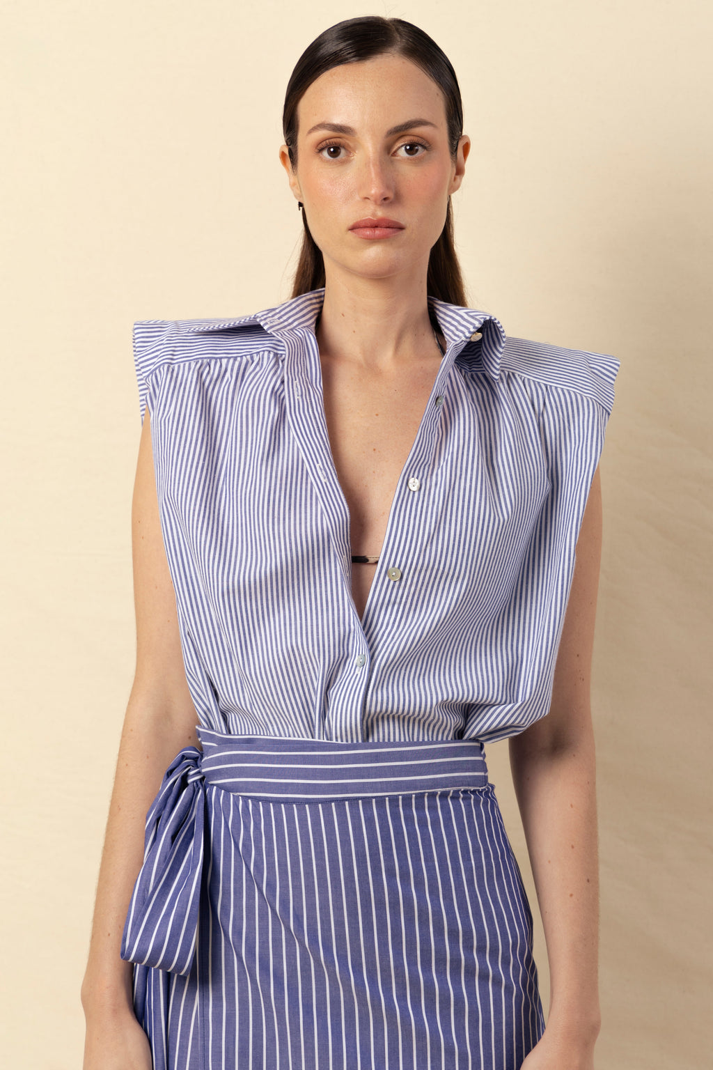 Camisa Marieta sin mangas rayas