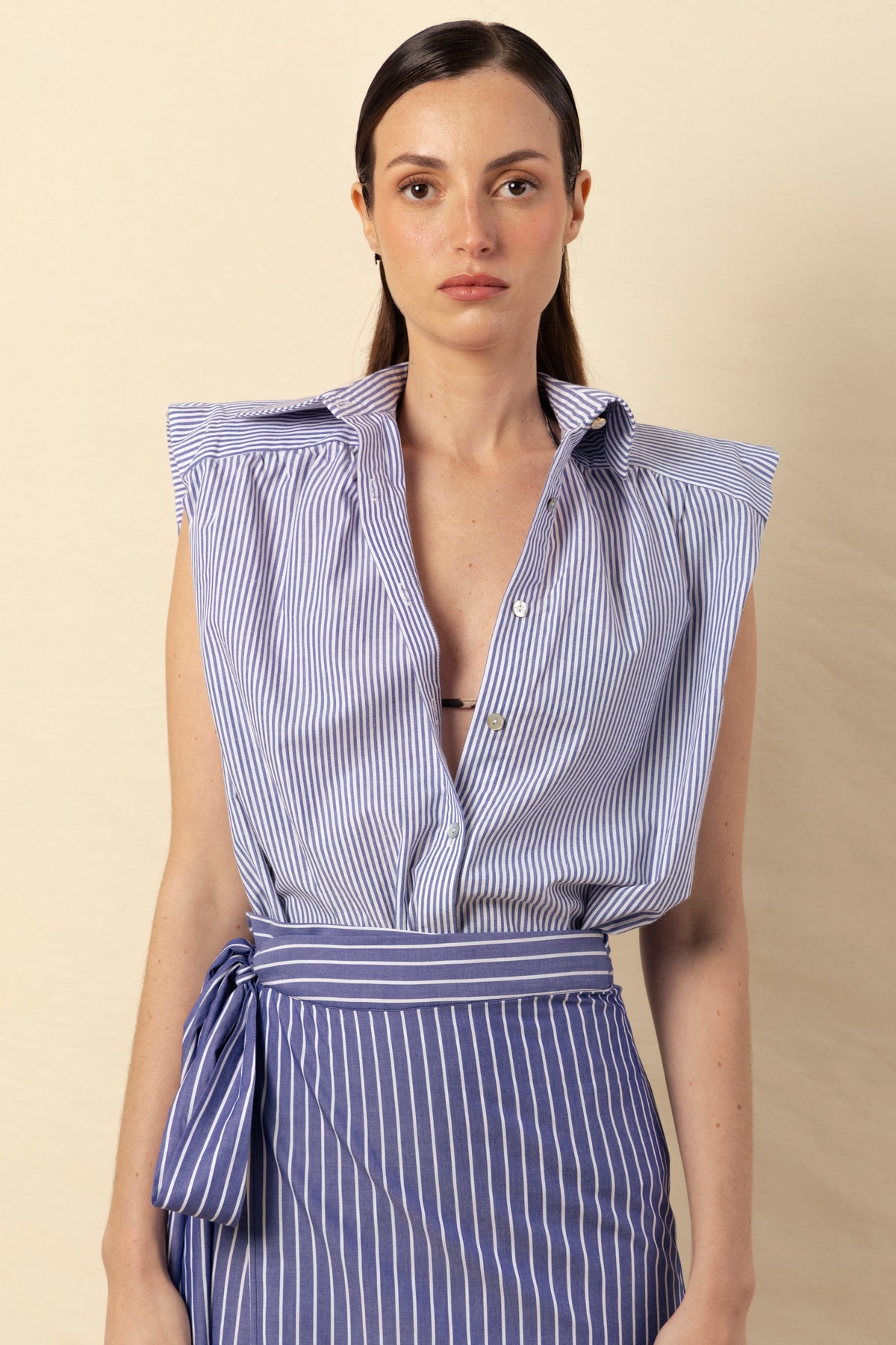 Camisa Marieta sin mangas rayas