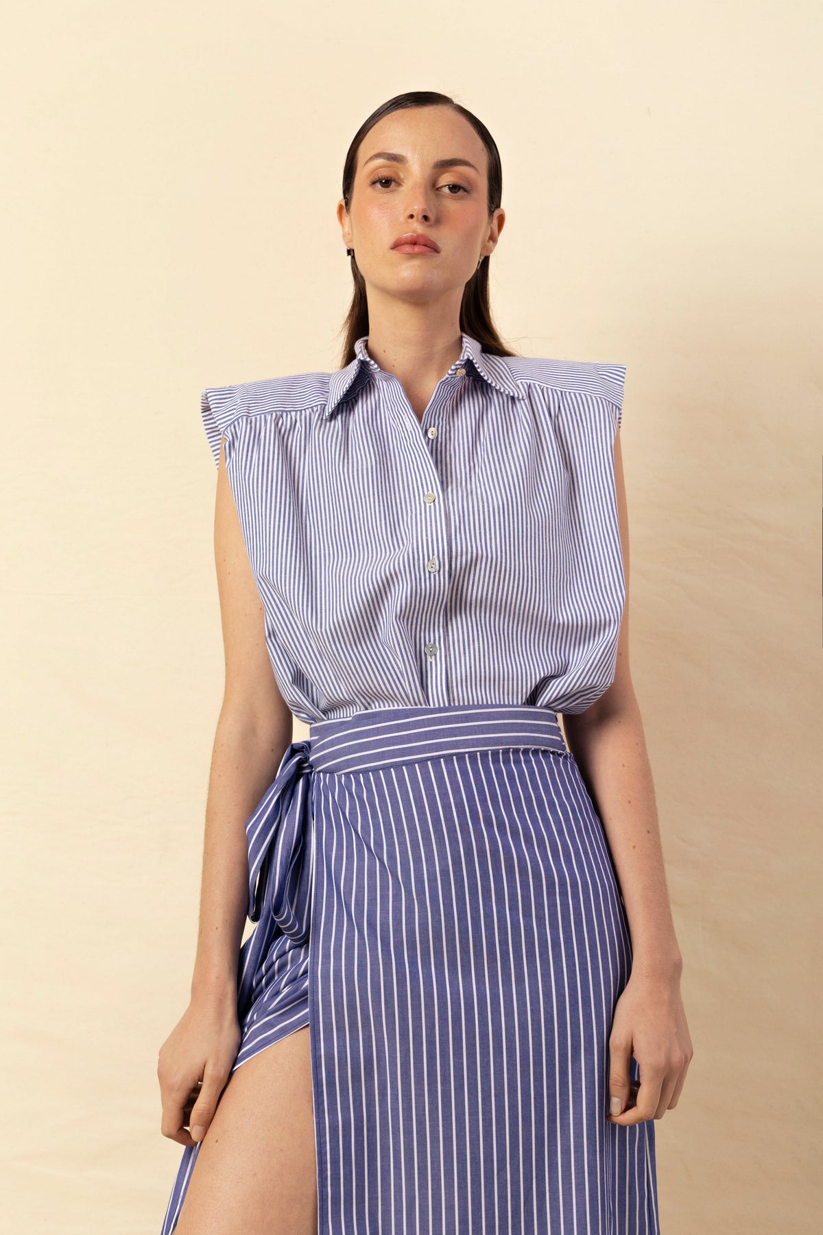 Camisa Marieta sin mangas rayas