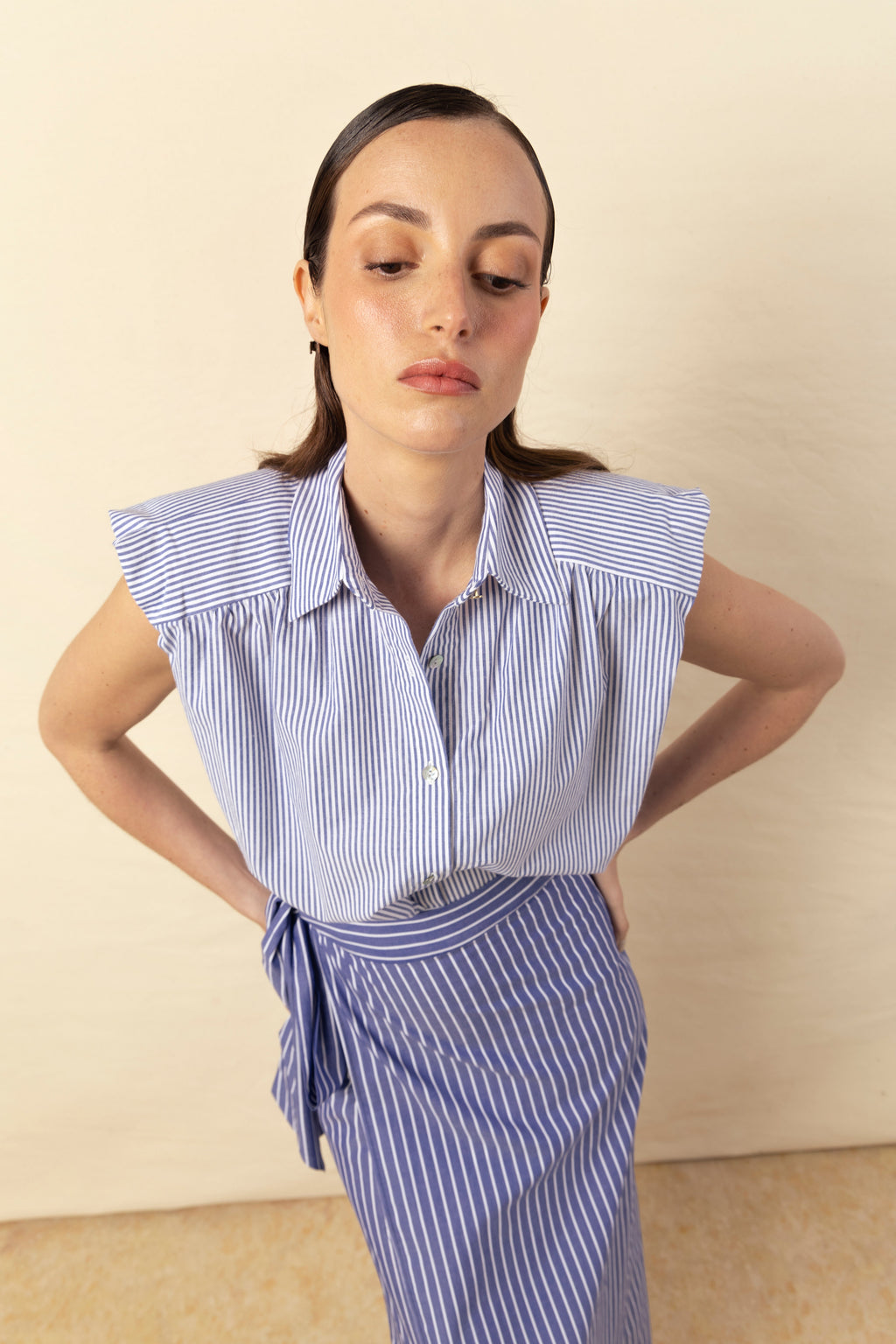 Camisa Marieta sin mangas rayas