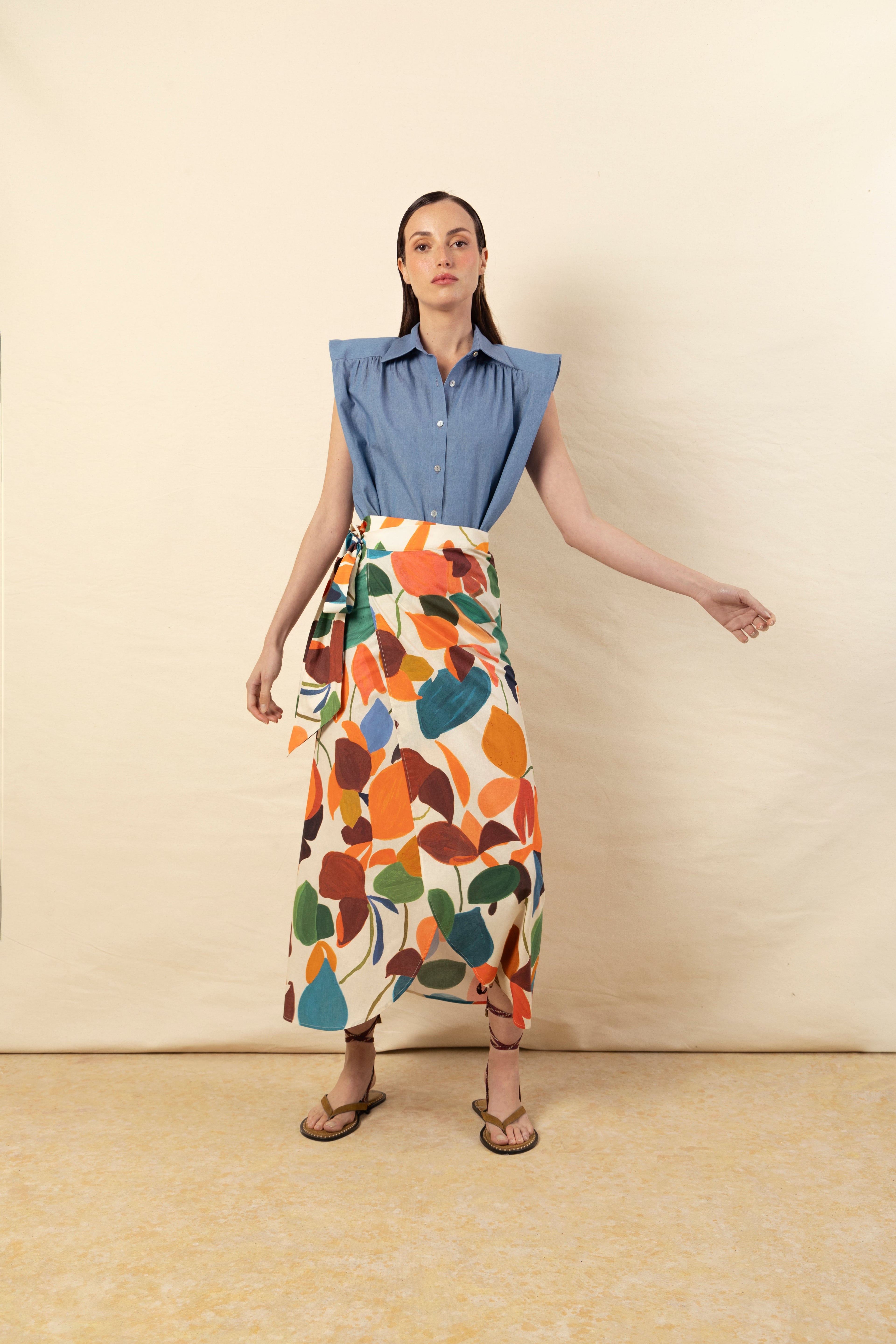 Camisa Marieta sin mangas denim