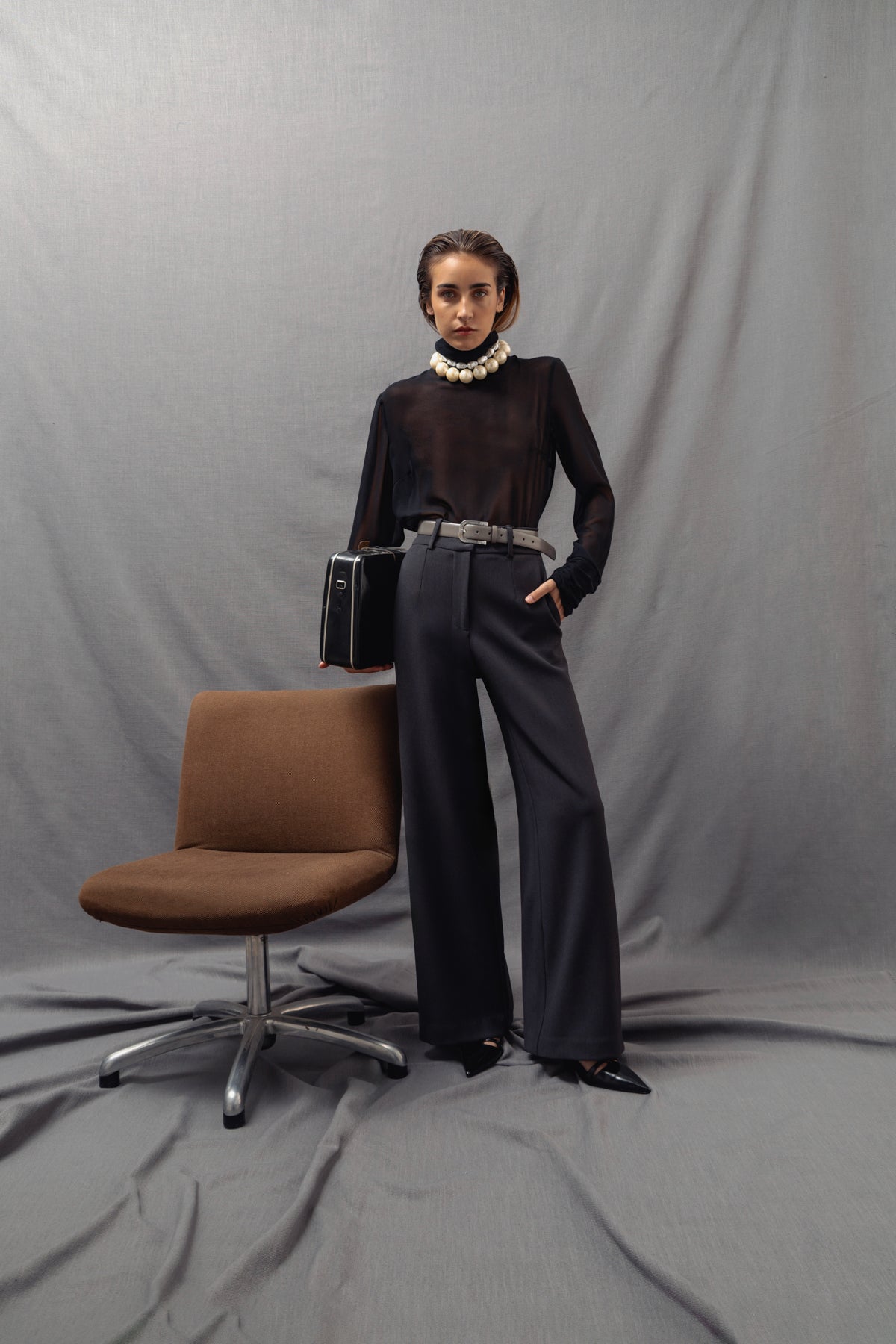 Adela charcoal grey trousers