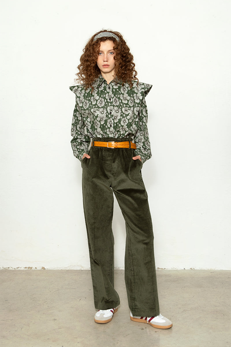 Camisa Miru Flores Verdes