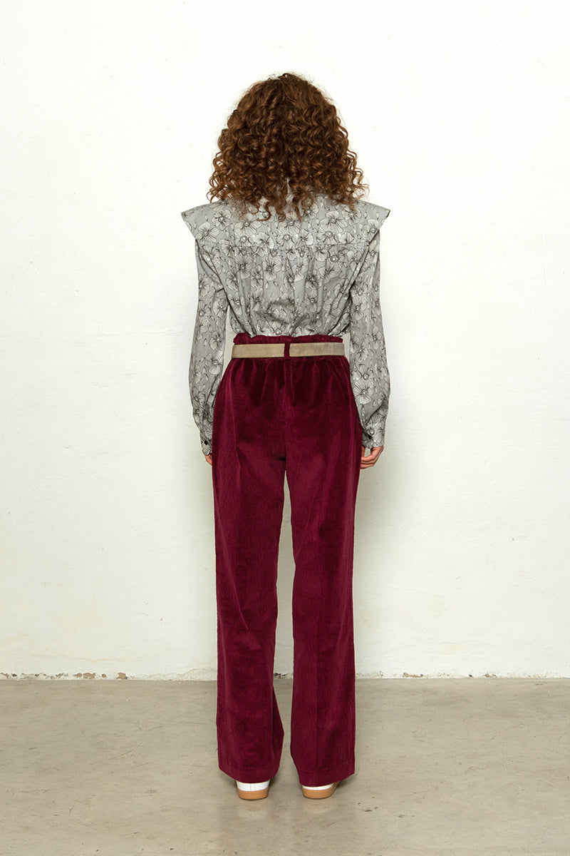 Camisa Miru Flores Grises