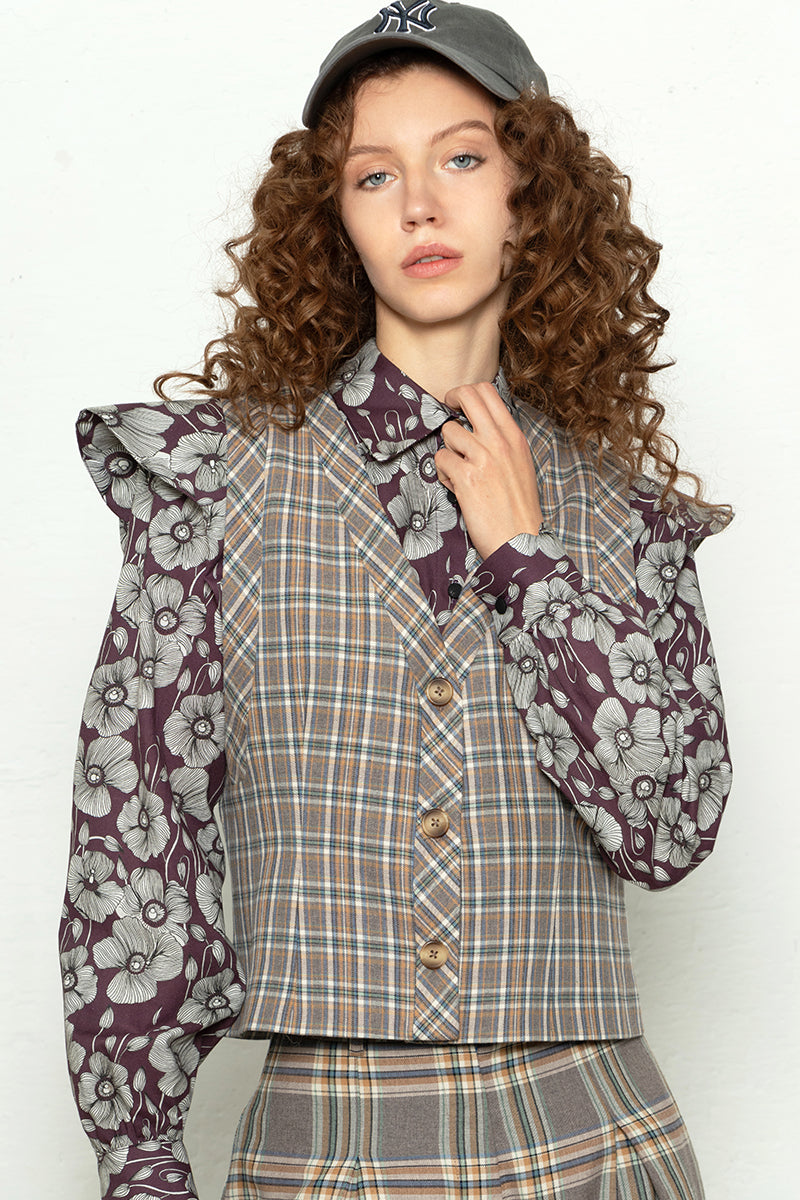 Chaleco Petra Cuadros Gris