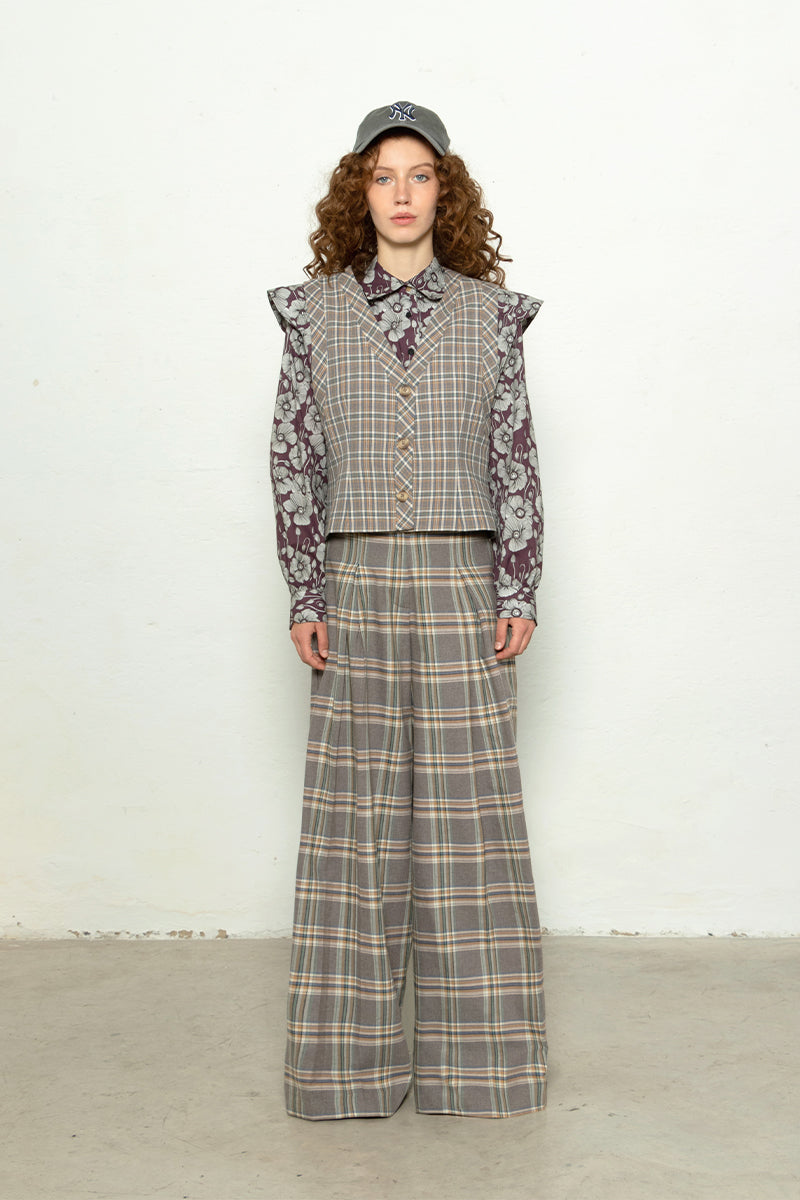 Chaleco Petra Cuadros Gris