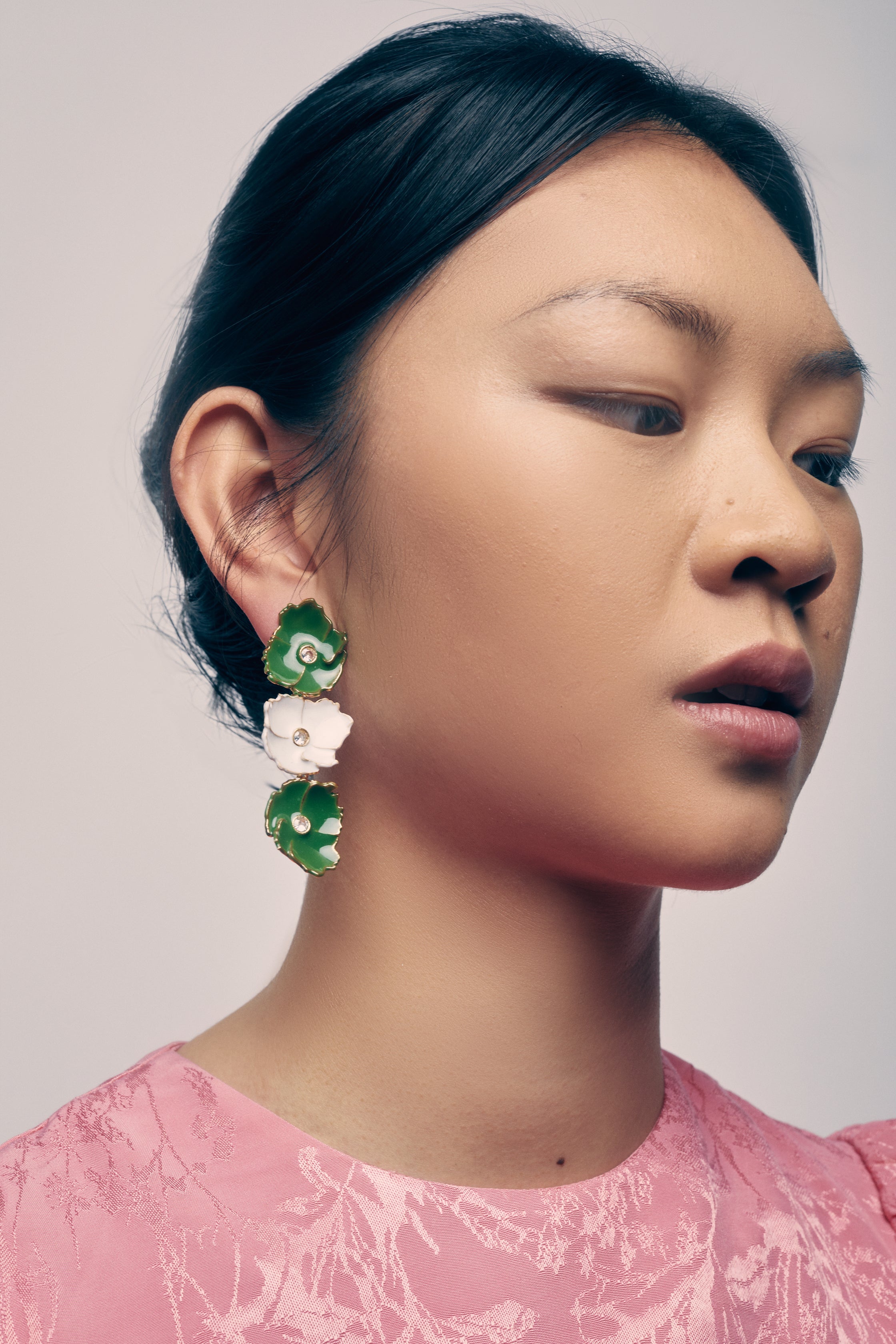 Pendientes Prunus Blanco y Verde
