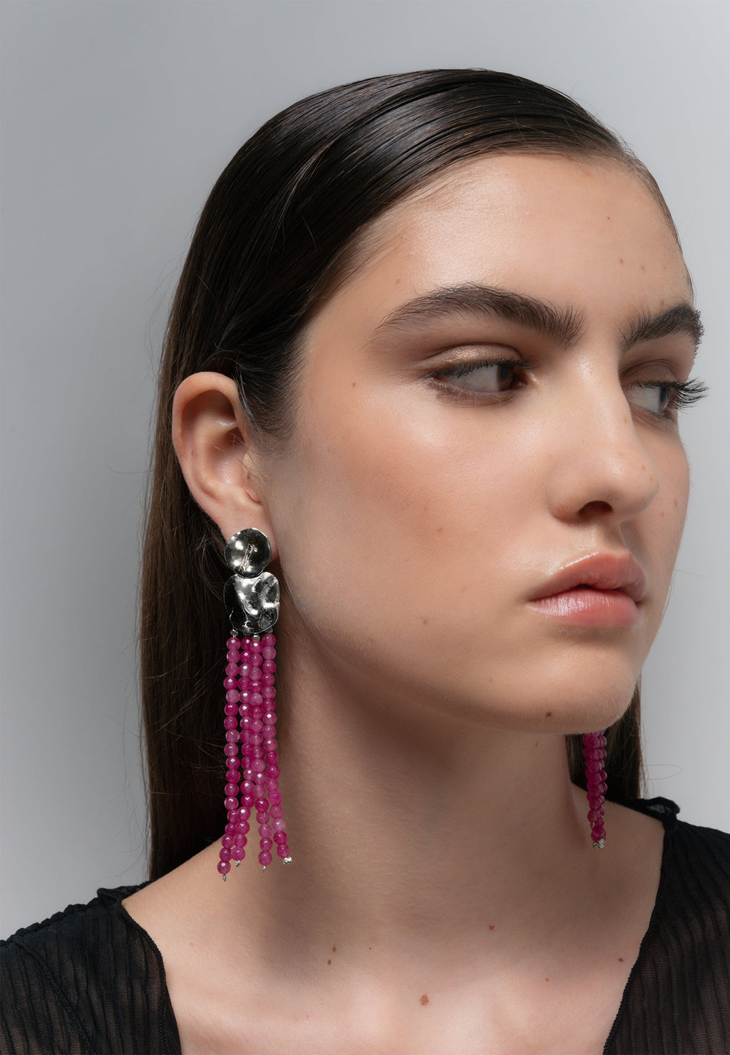 Pendientes Liliana Fucsias Plata
