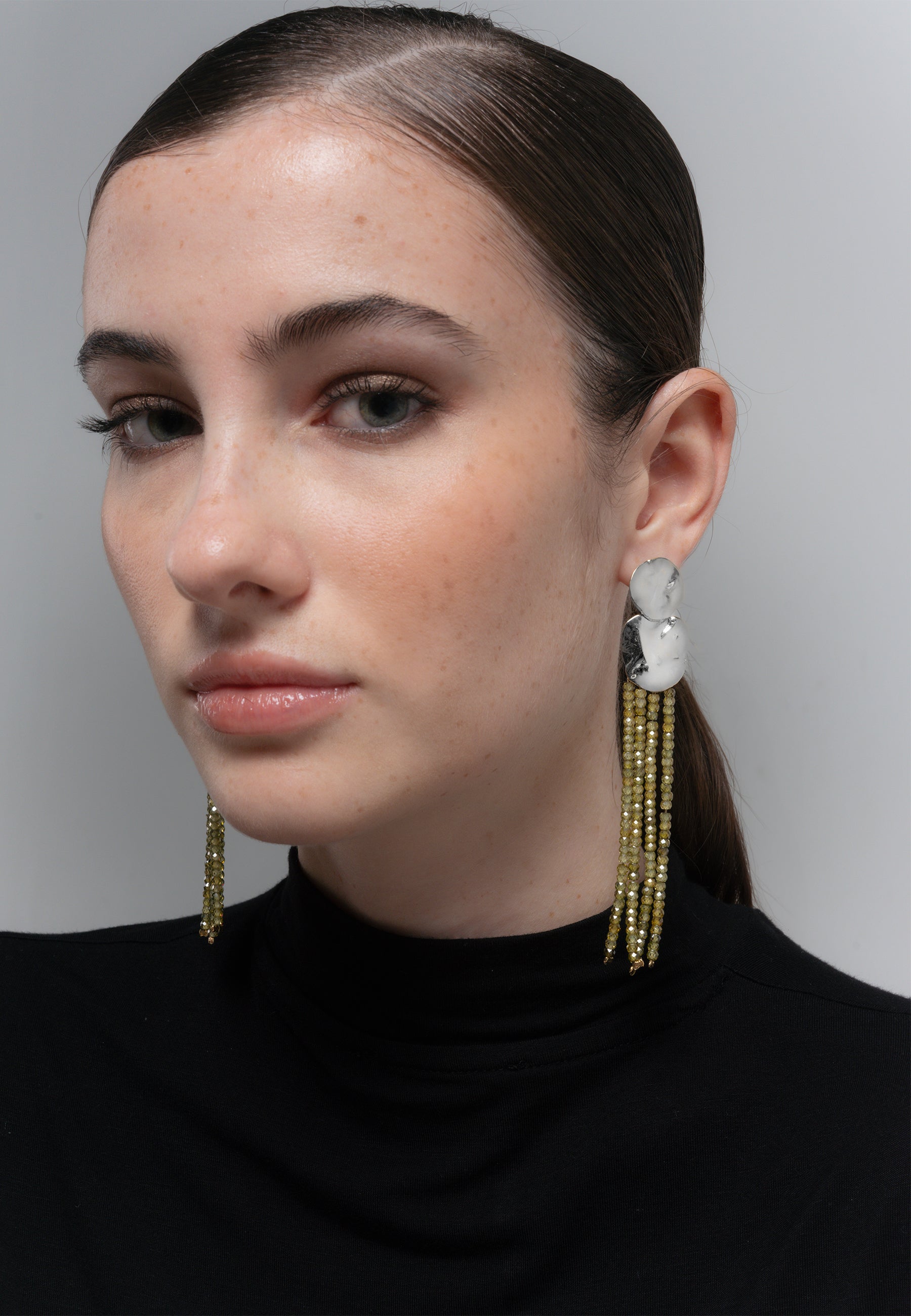 Liliana Green Silver Earrings