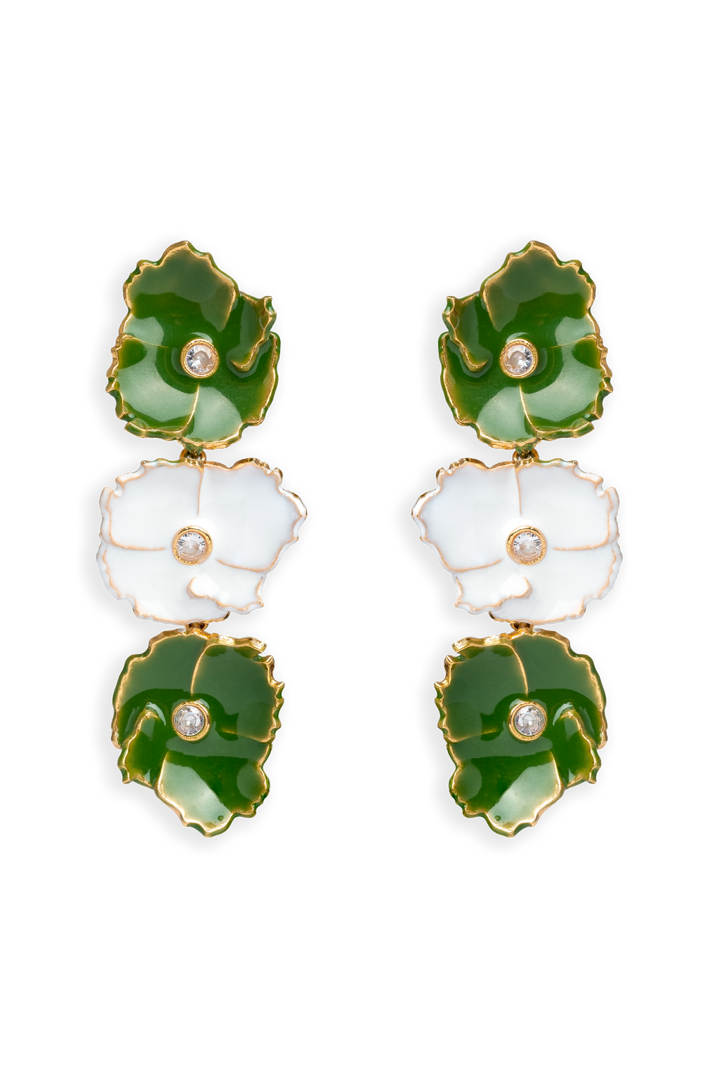 Pendientes Prunus Blanco y Verde