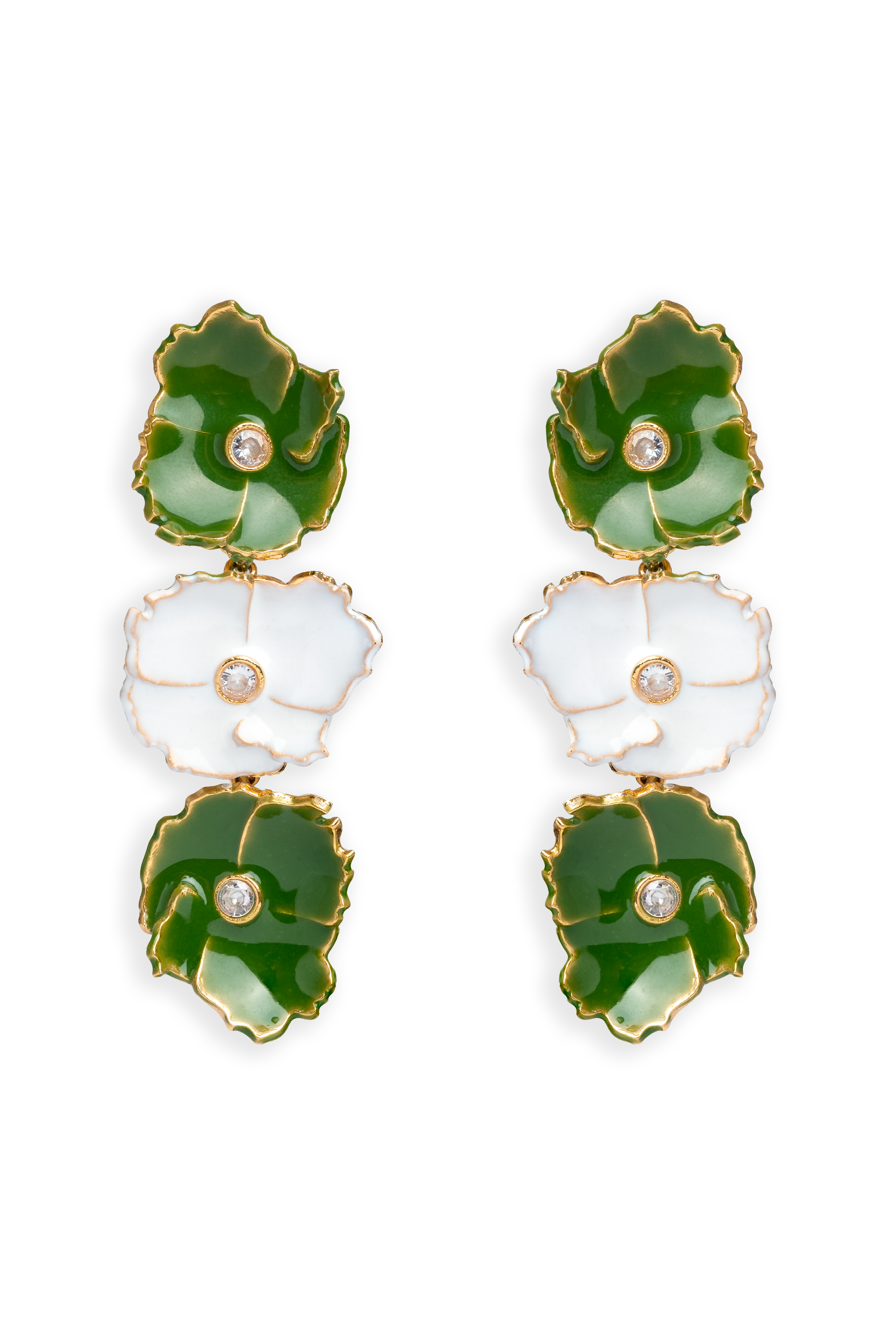 Pendientes Prunus Blanco y Verde