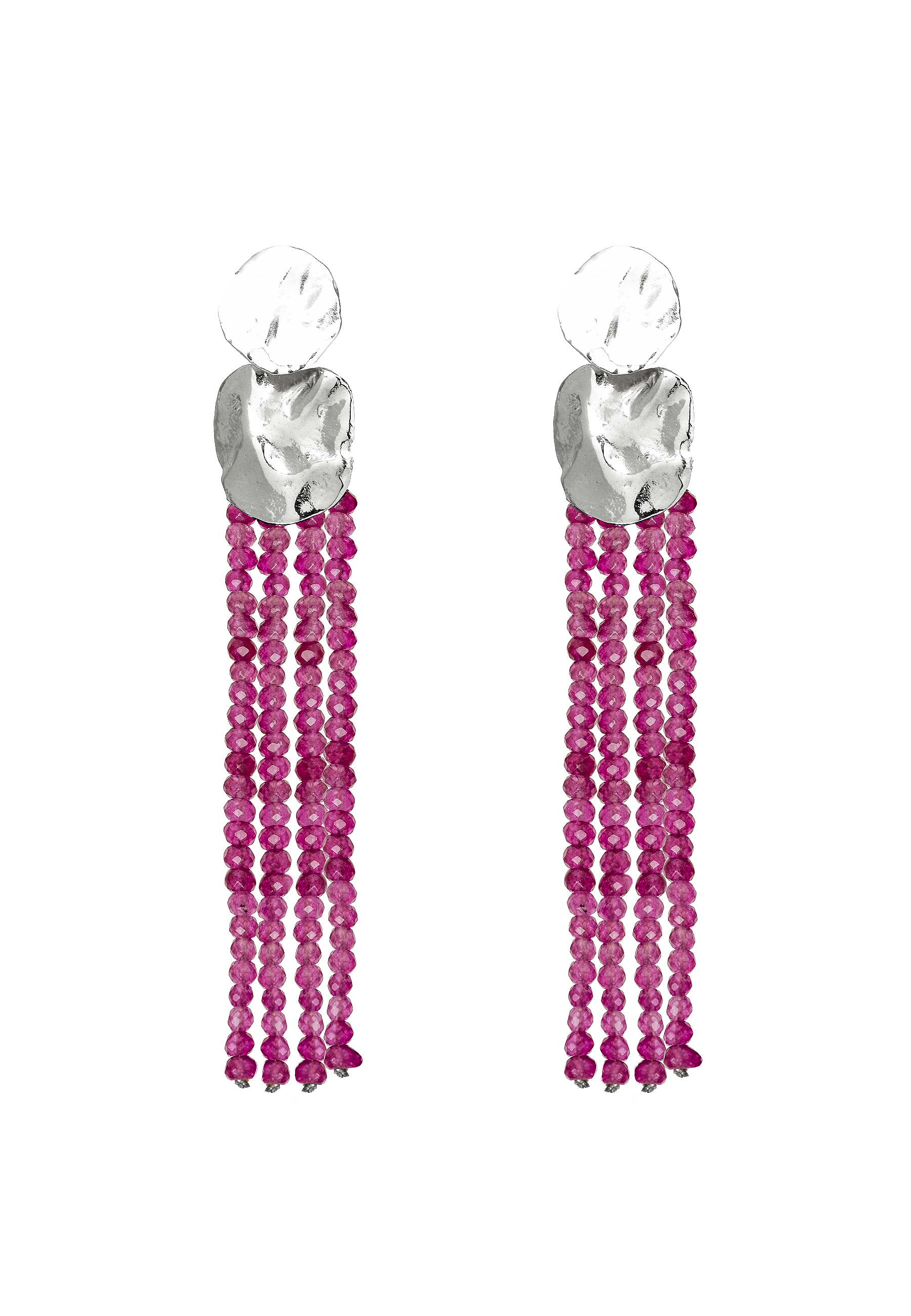 Pendientes Liliana Fucsias Plata