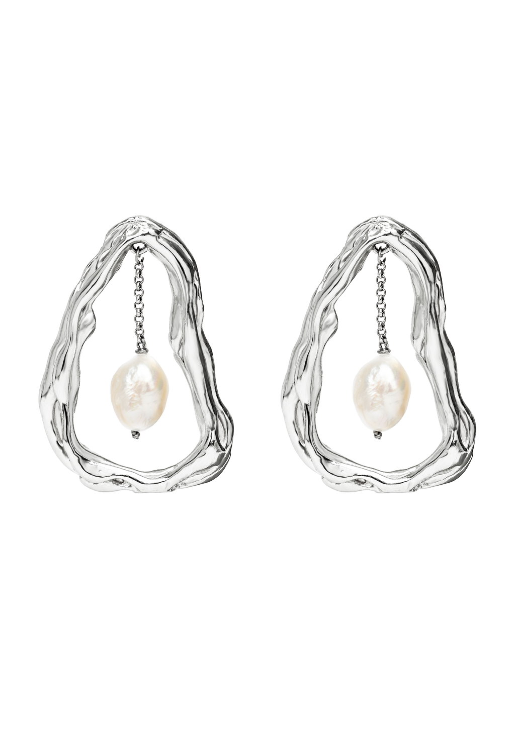 Giselle Pearl Earrings Silver