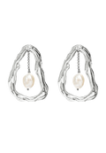 Giselle Pearl Earrings Silver