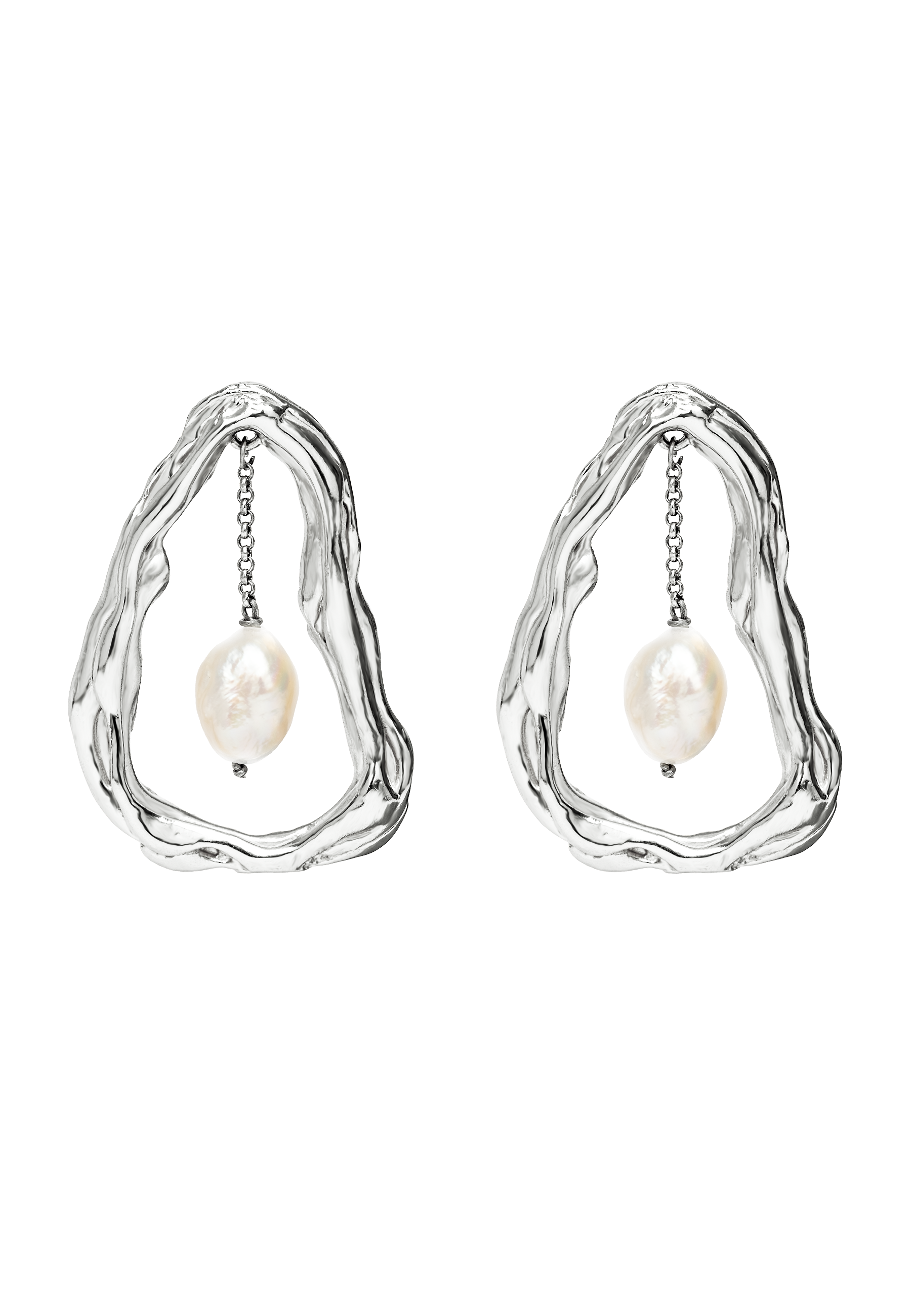 Giselle Pearl Earrings Silver