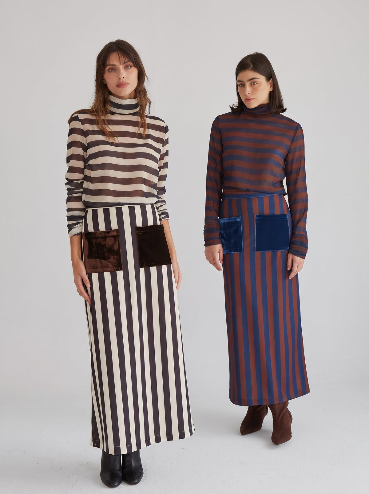 Crystal navy-brown striped shirt