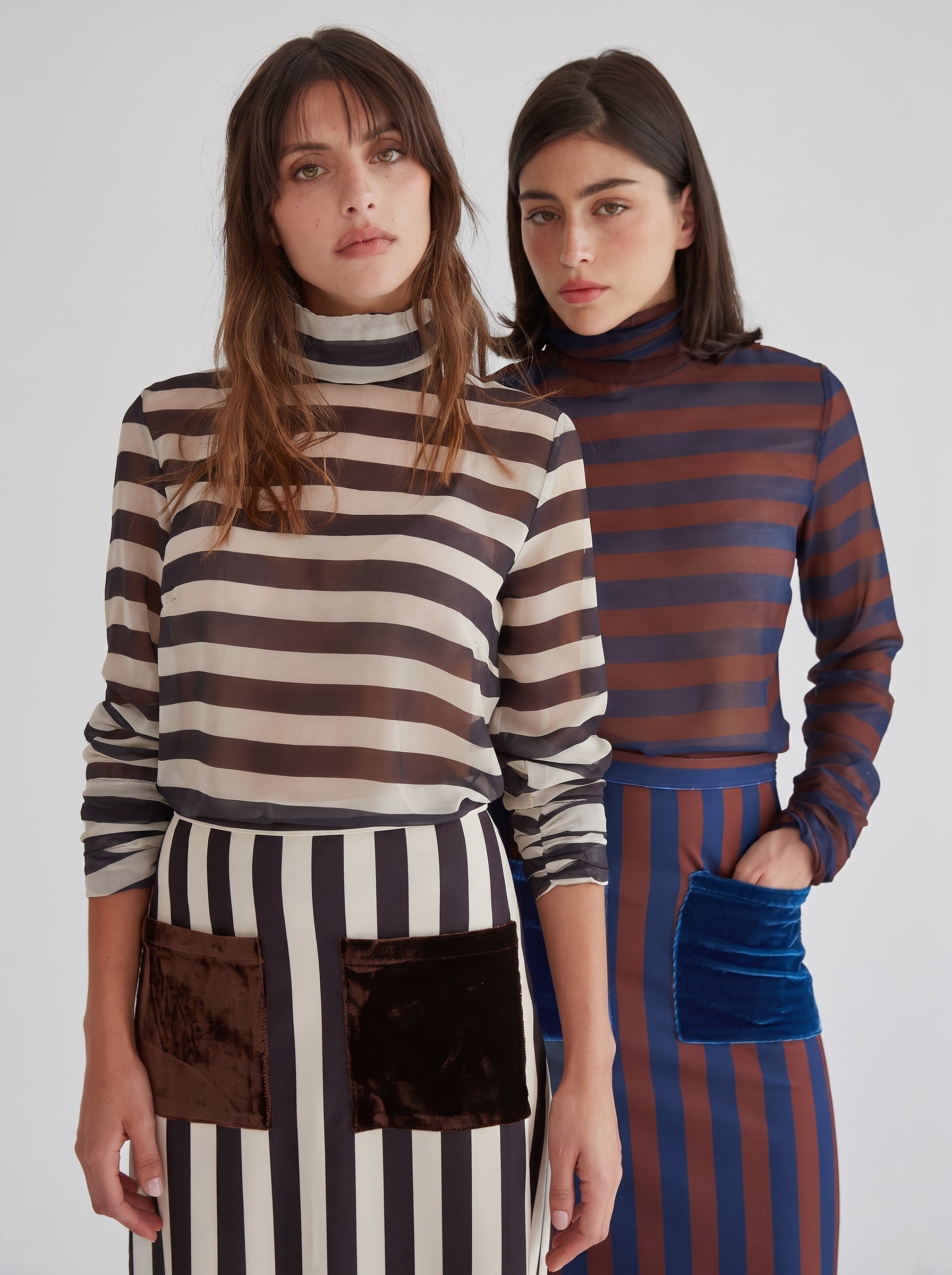 Claudia striped skirt black-beige