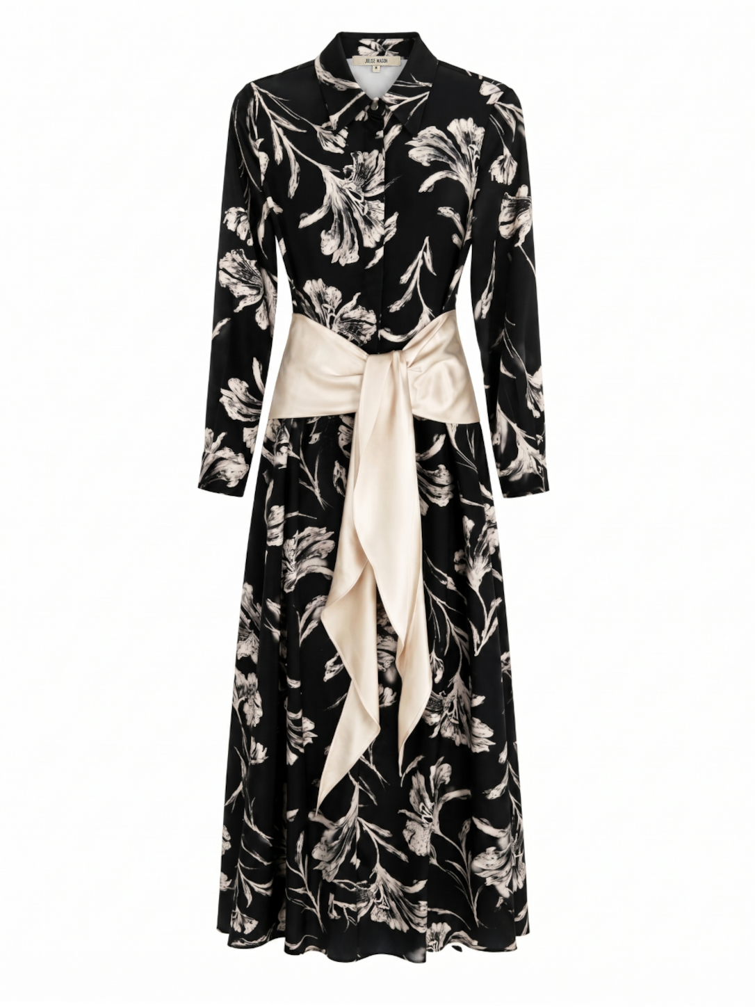Lida long black floral dress