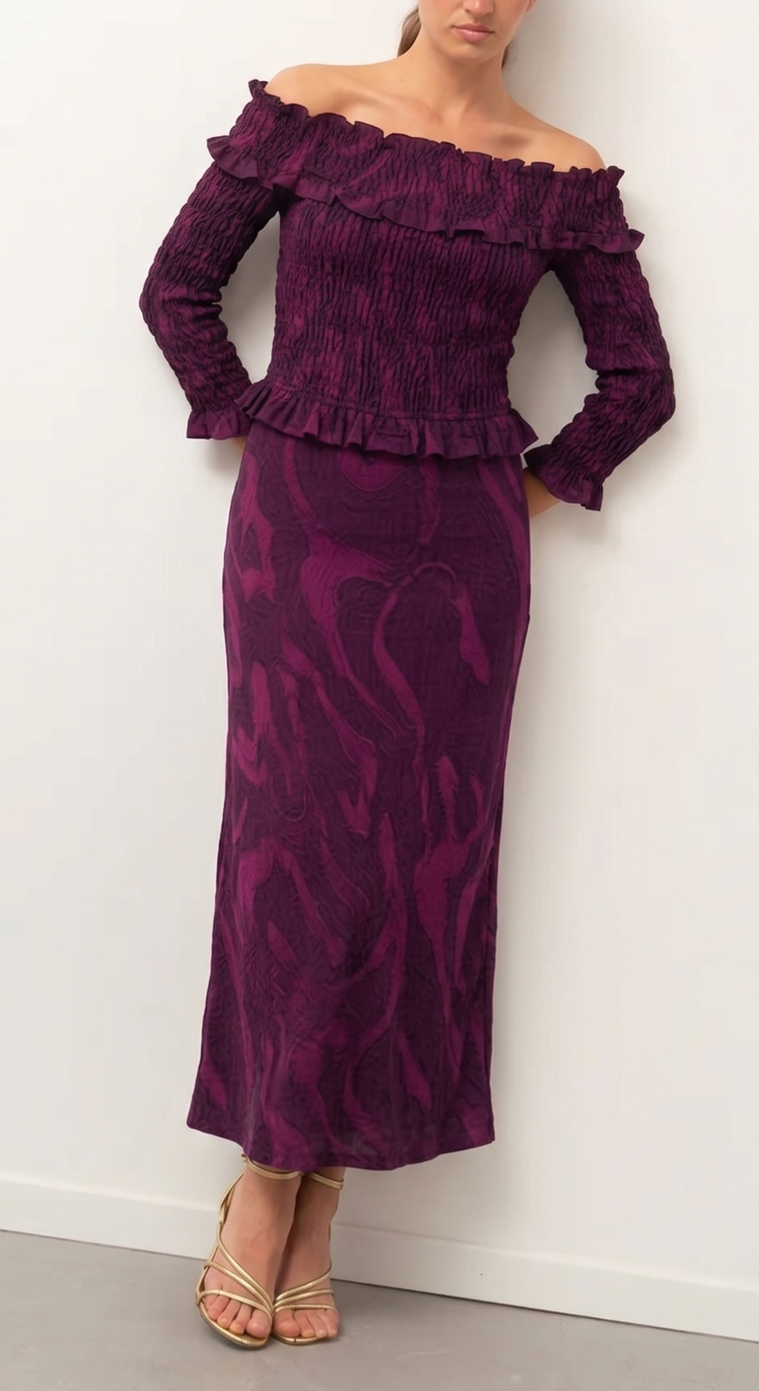 Textured Bardot Dress