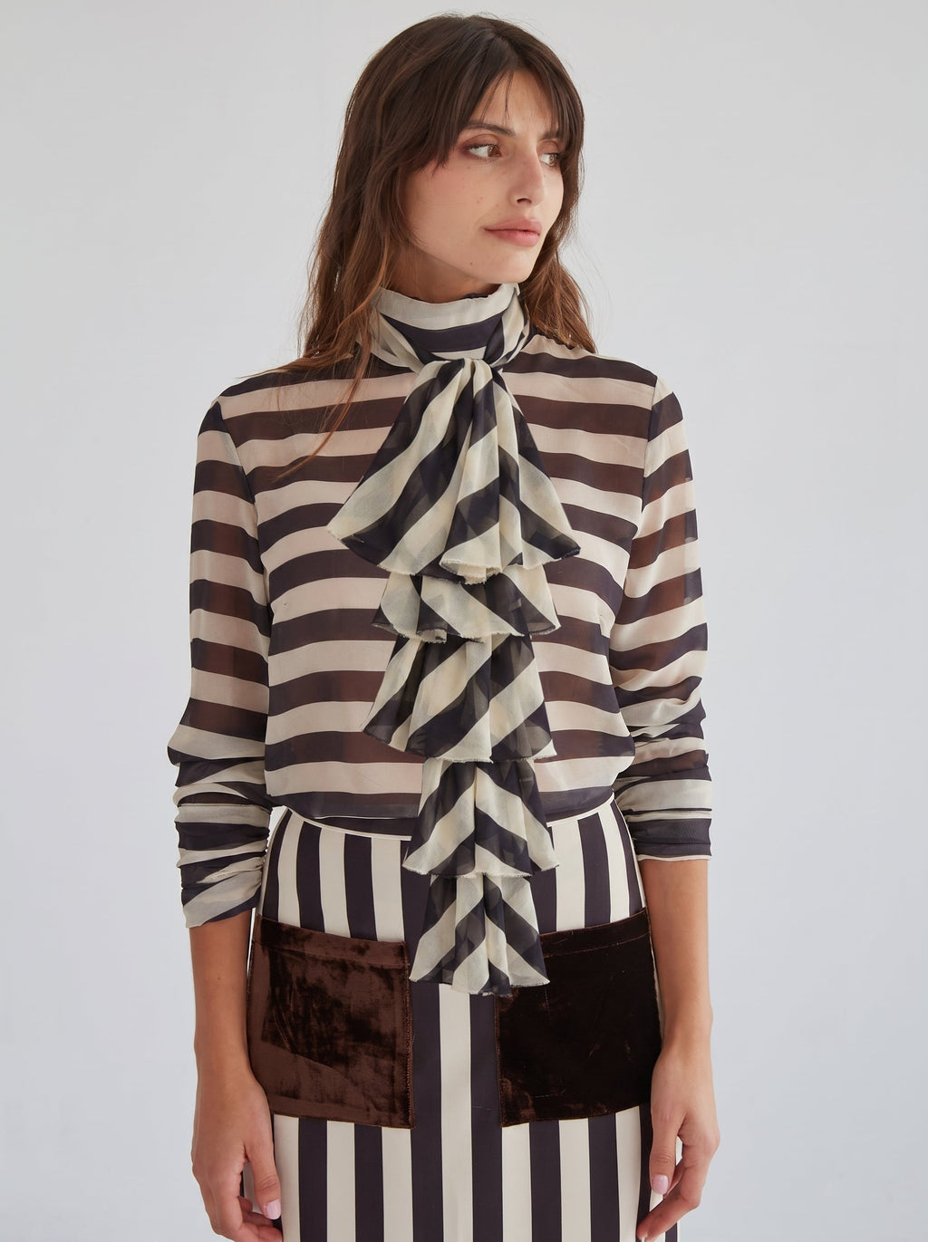 Claudia striped skirt black-beige