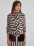 Black and beige striped waterfall