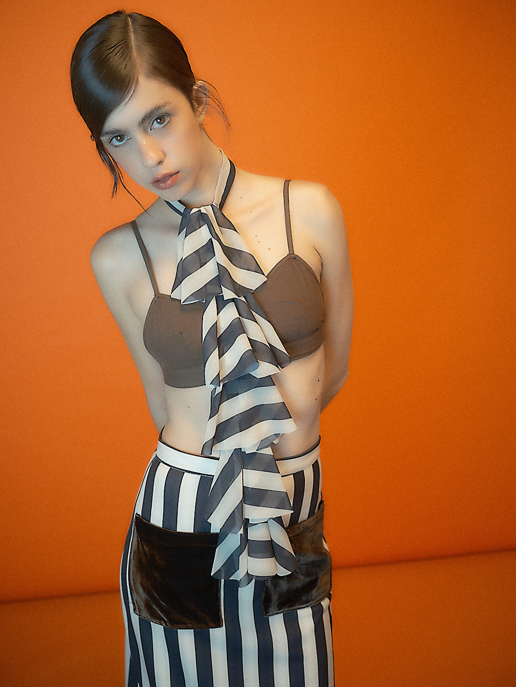 Claudia striped skirt black-beige