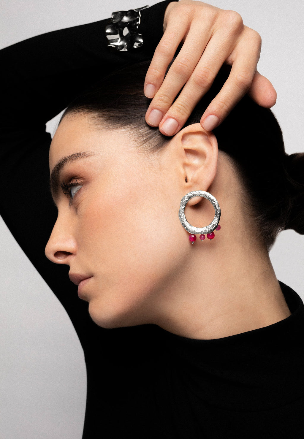 Pendientes Adara Fucsia Plata