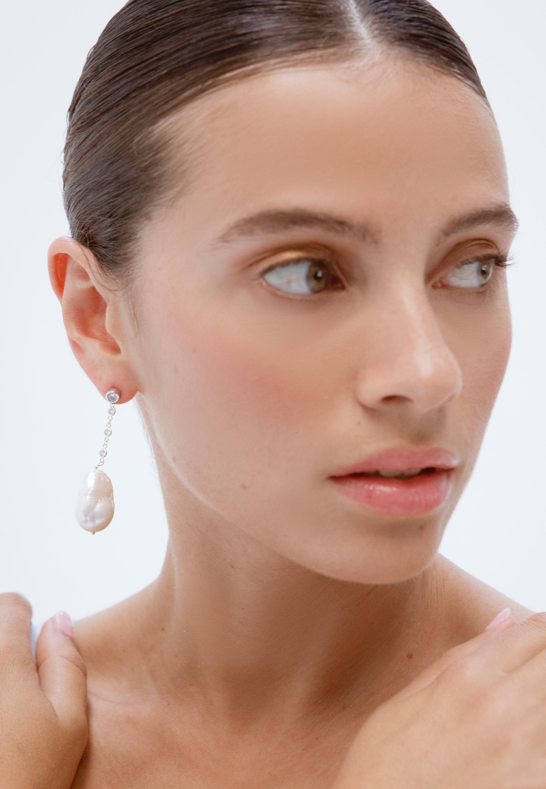 Pendientes Celine Plata Perla Barroca