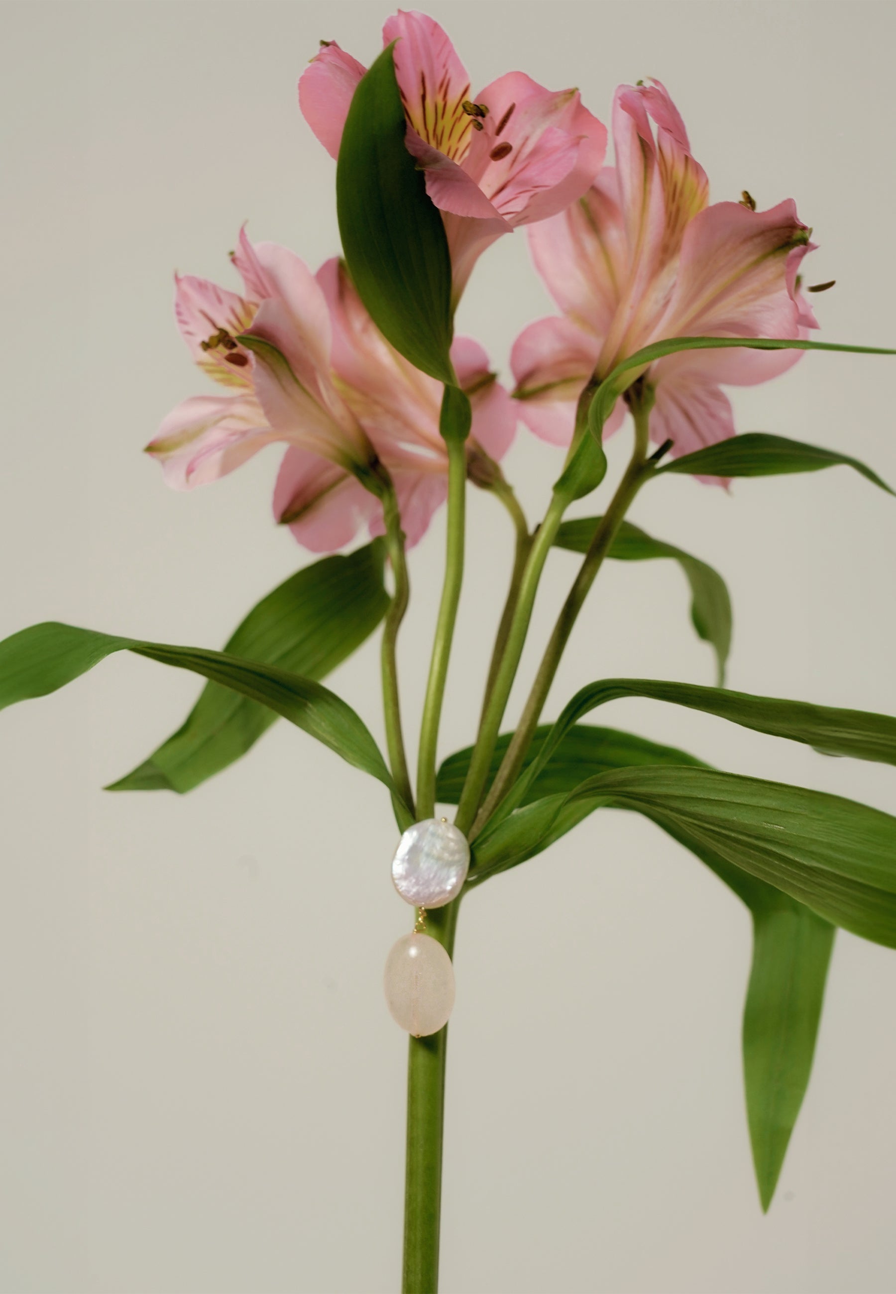 Pendientes Laia Perlas y Cuarzo Rosa