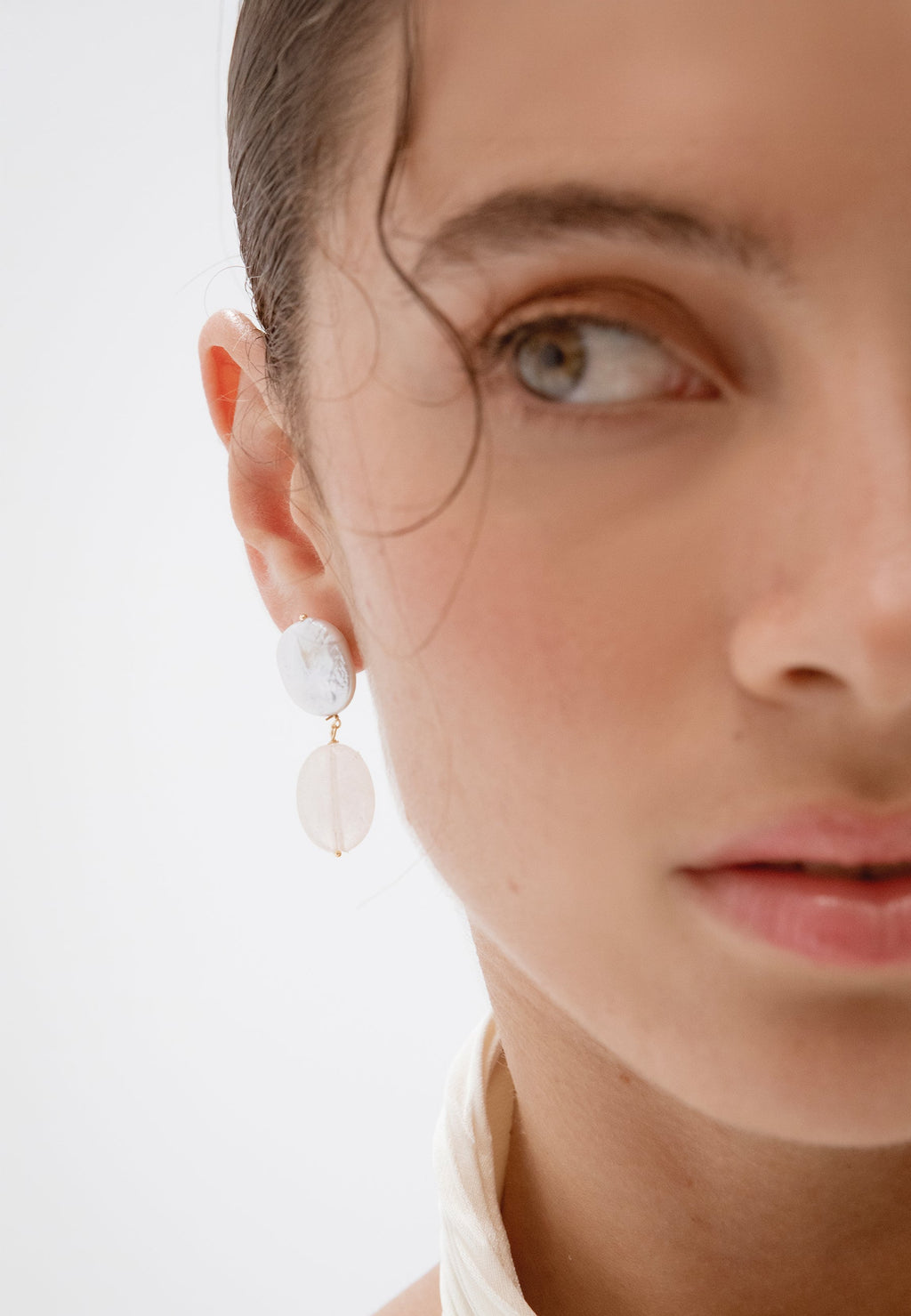 Laia Pearl and Rose Quartz Earrings