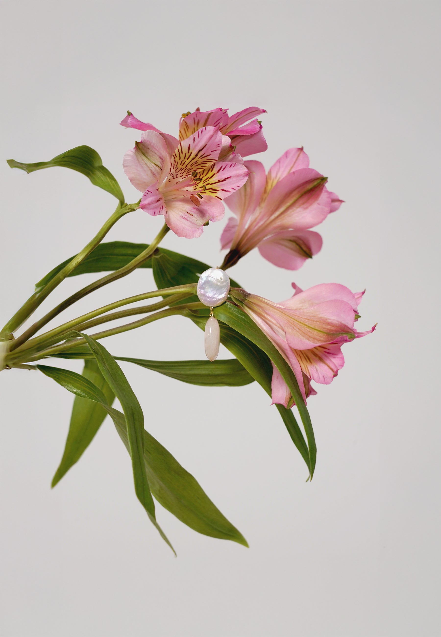 Pendientes Laia Perlas y Cuarzo Rosa