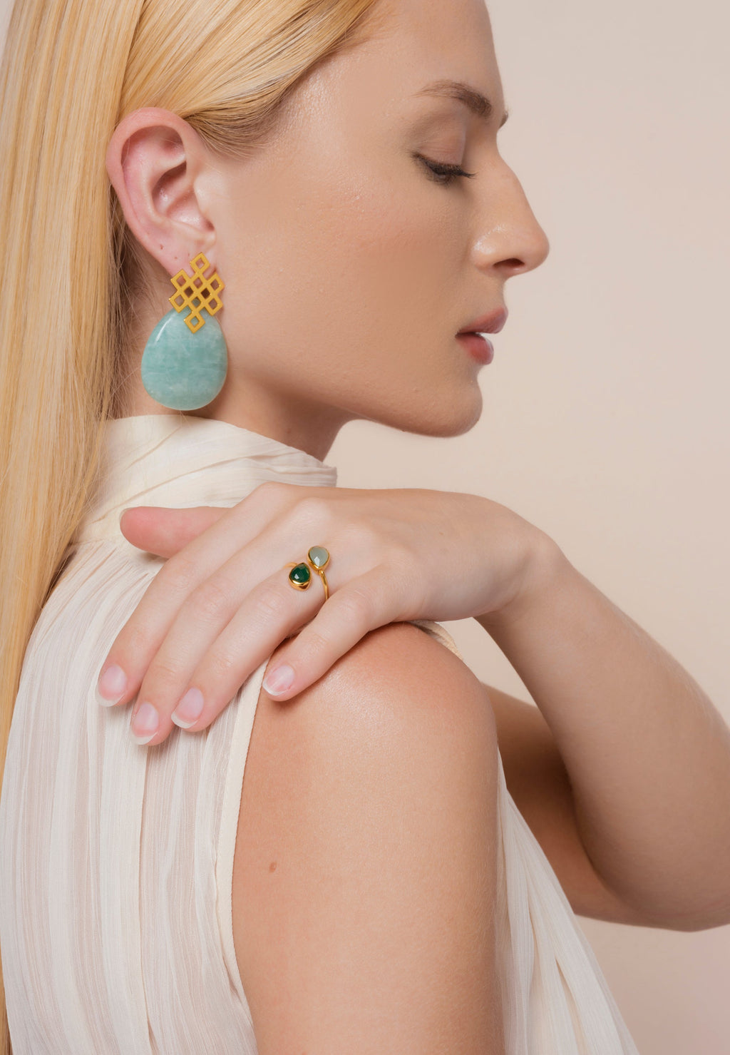 Pendientes Endless Knot Aguamarina
