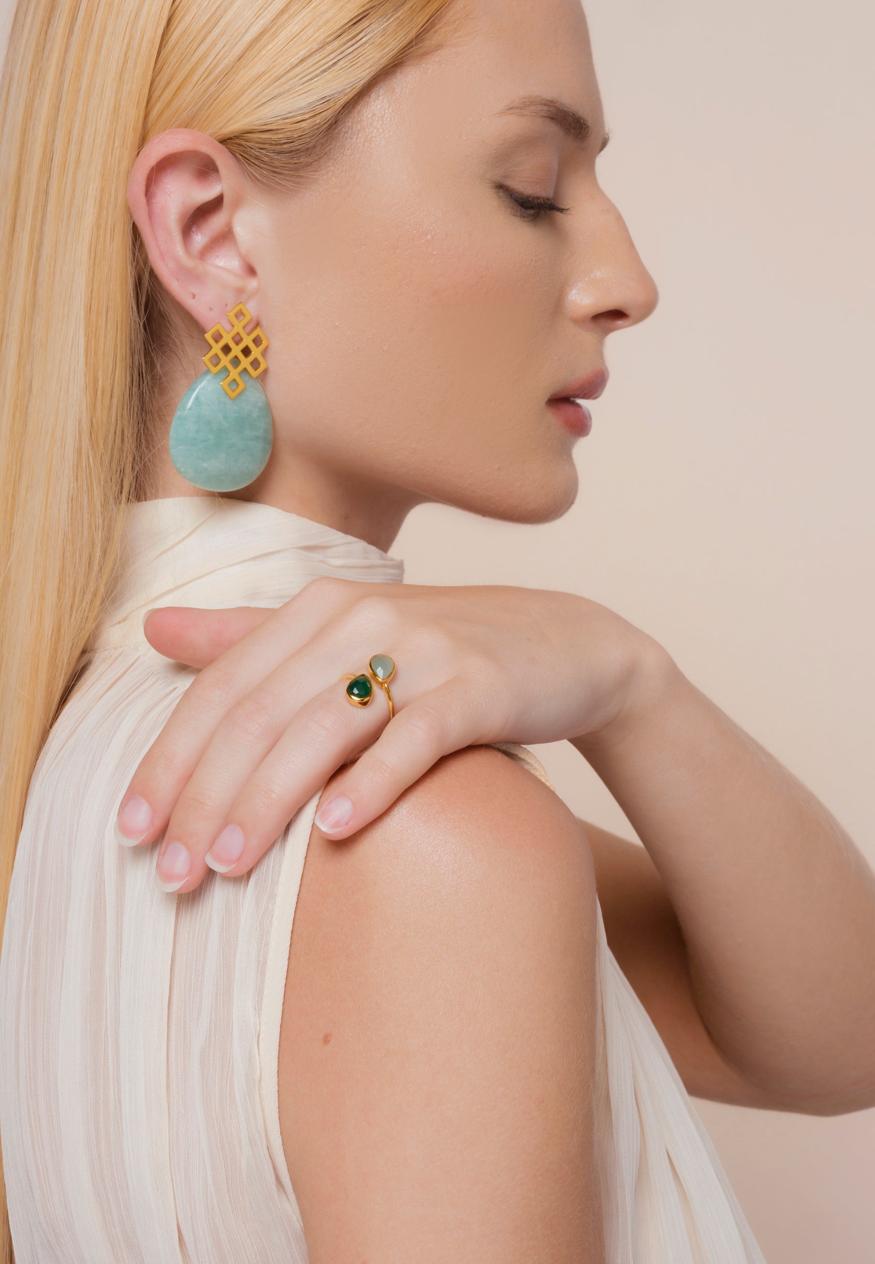 Pendientes Endless Knot Aguamarina
